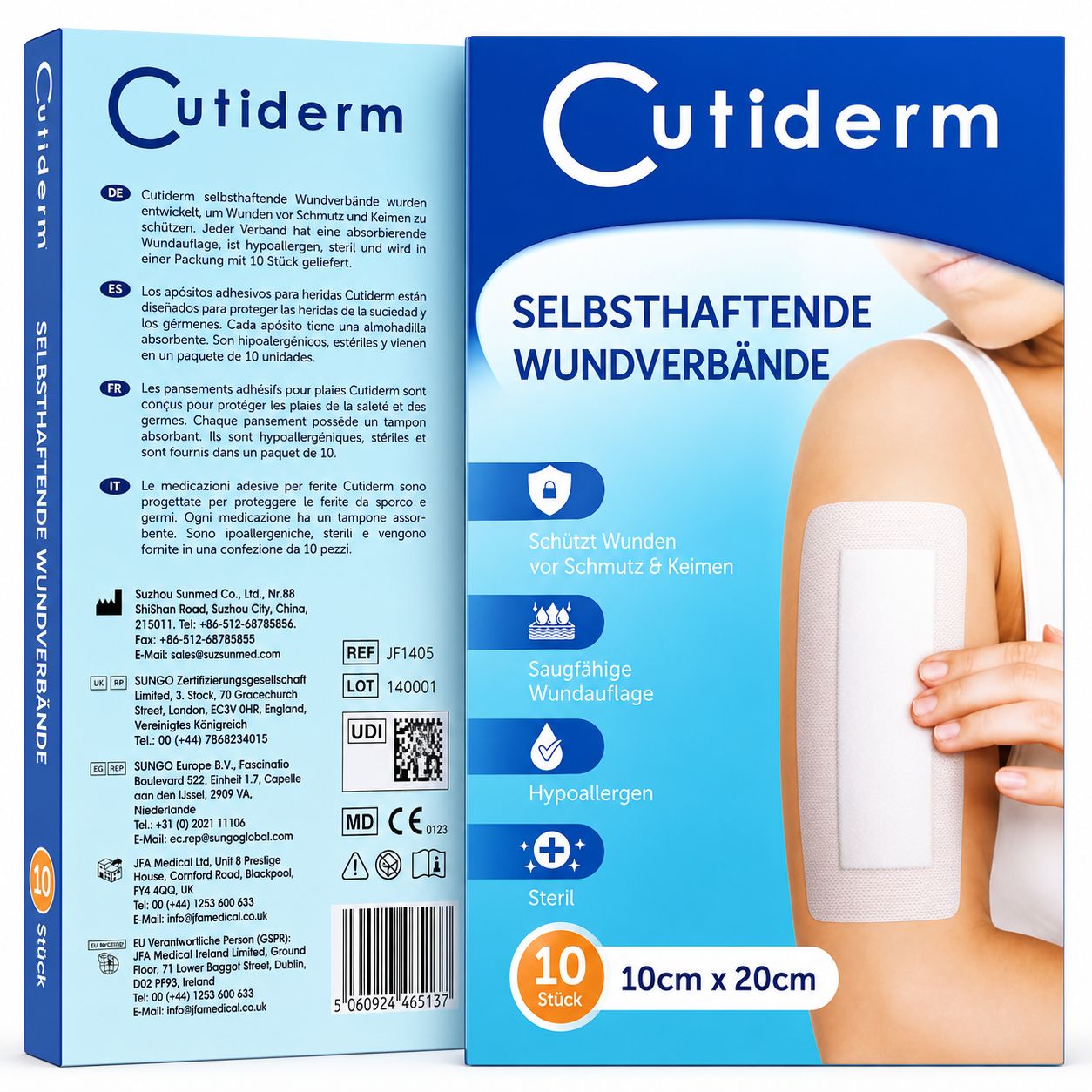 Bendaggio autoadesivo per ferite 10 x 20 cm Cutiderm
