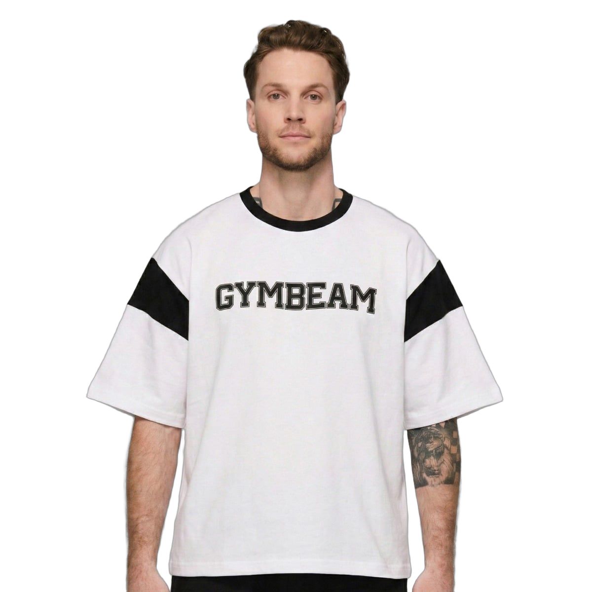 GymBeam T-Shirt Herren Oversized mit Rundhals und Kontrastärmeln Varsity 1 St