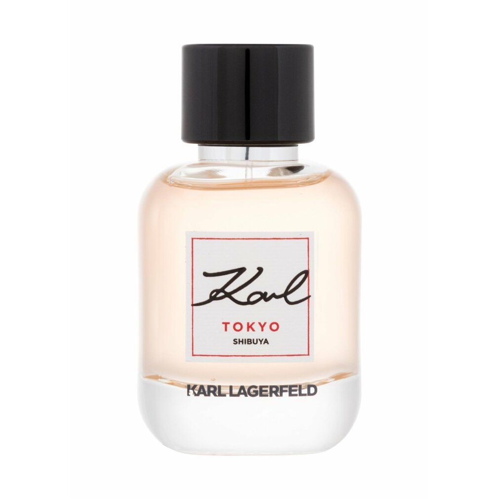 Karl Lagerfeld Karl Tokyo Shibuya Eau de Parfum Flakon mit schwarzem Deckel.