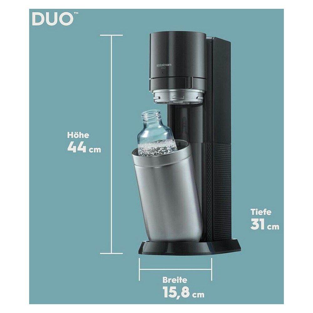 SodaStream DUO Wassersprudler, Titan, Vorteils-Pack mit 4 Flaschen