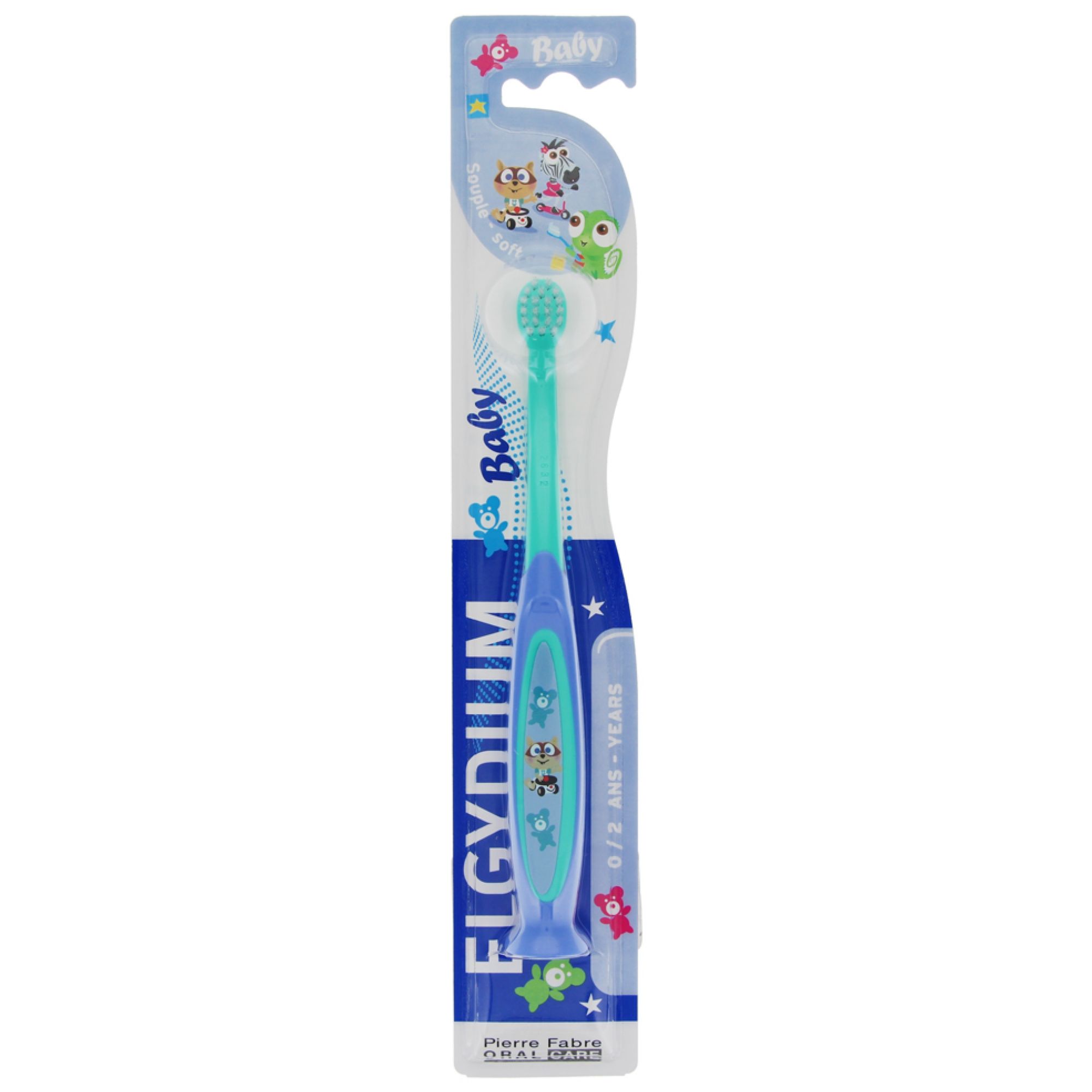 Elgydium Baby Weiche Zahnbürste 0/2 Jahre (Farbe: Blau) 2,1x4,3x24,1 cm