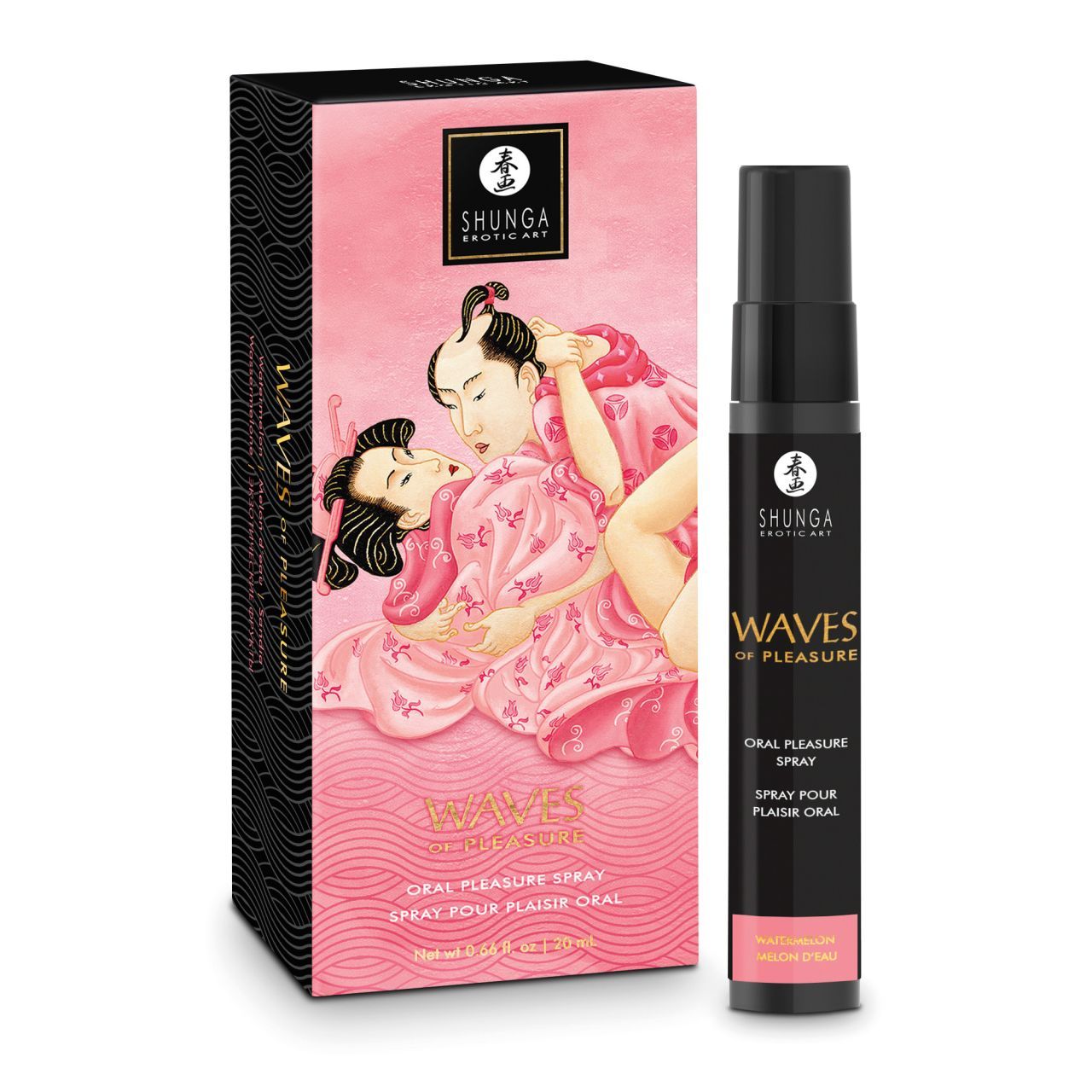 Shunga Erotic Art Waves of Pleasure Oral Pleasure Spray mit Wassermelone.