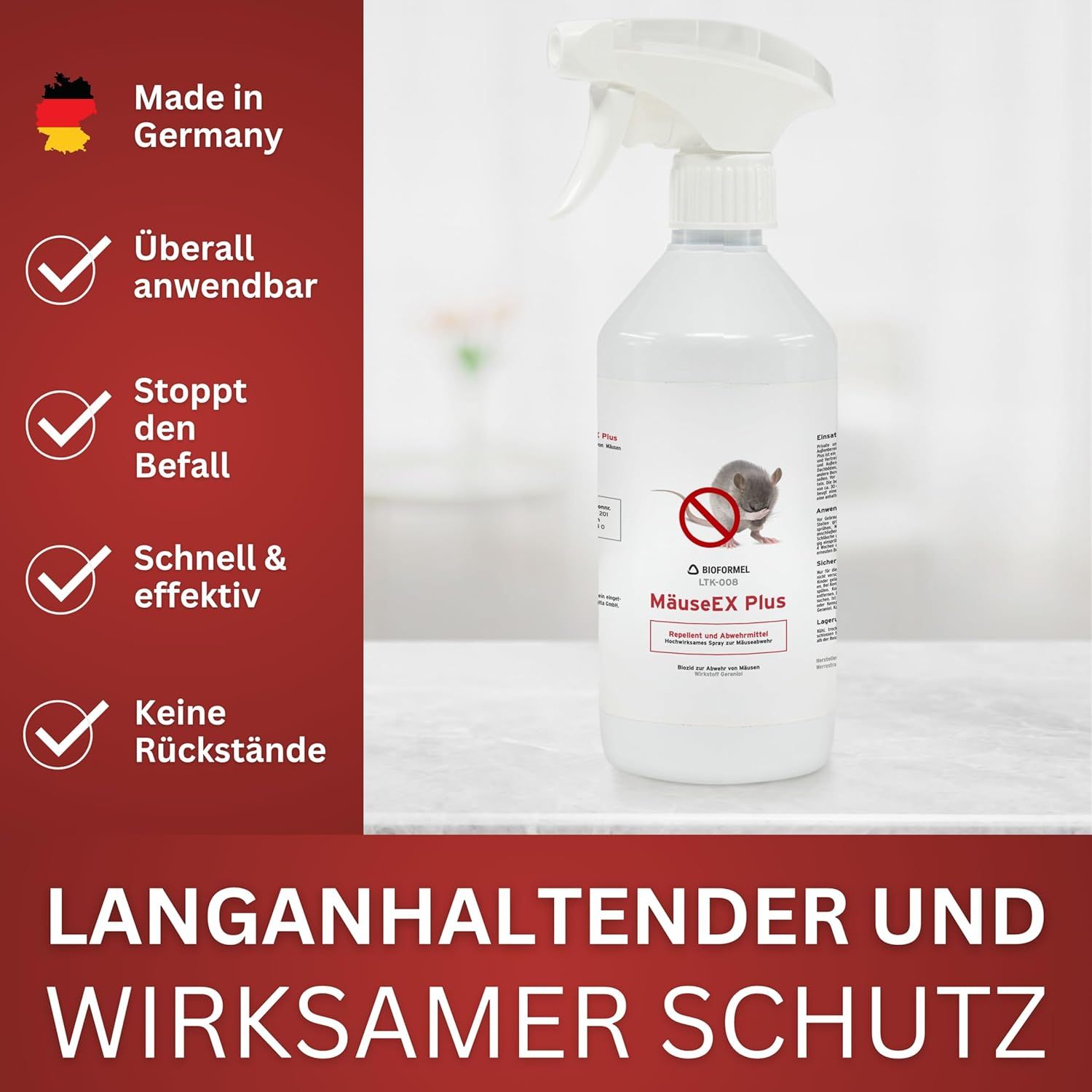 BIOFORMEL Mäuse Ex Spray Plus - Mäuseabwehr