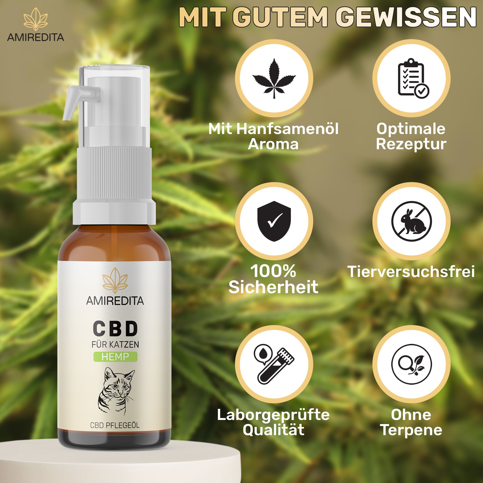 Amiredita CBD Öl Katzen 750mg - Hanfaroma