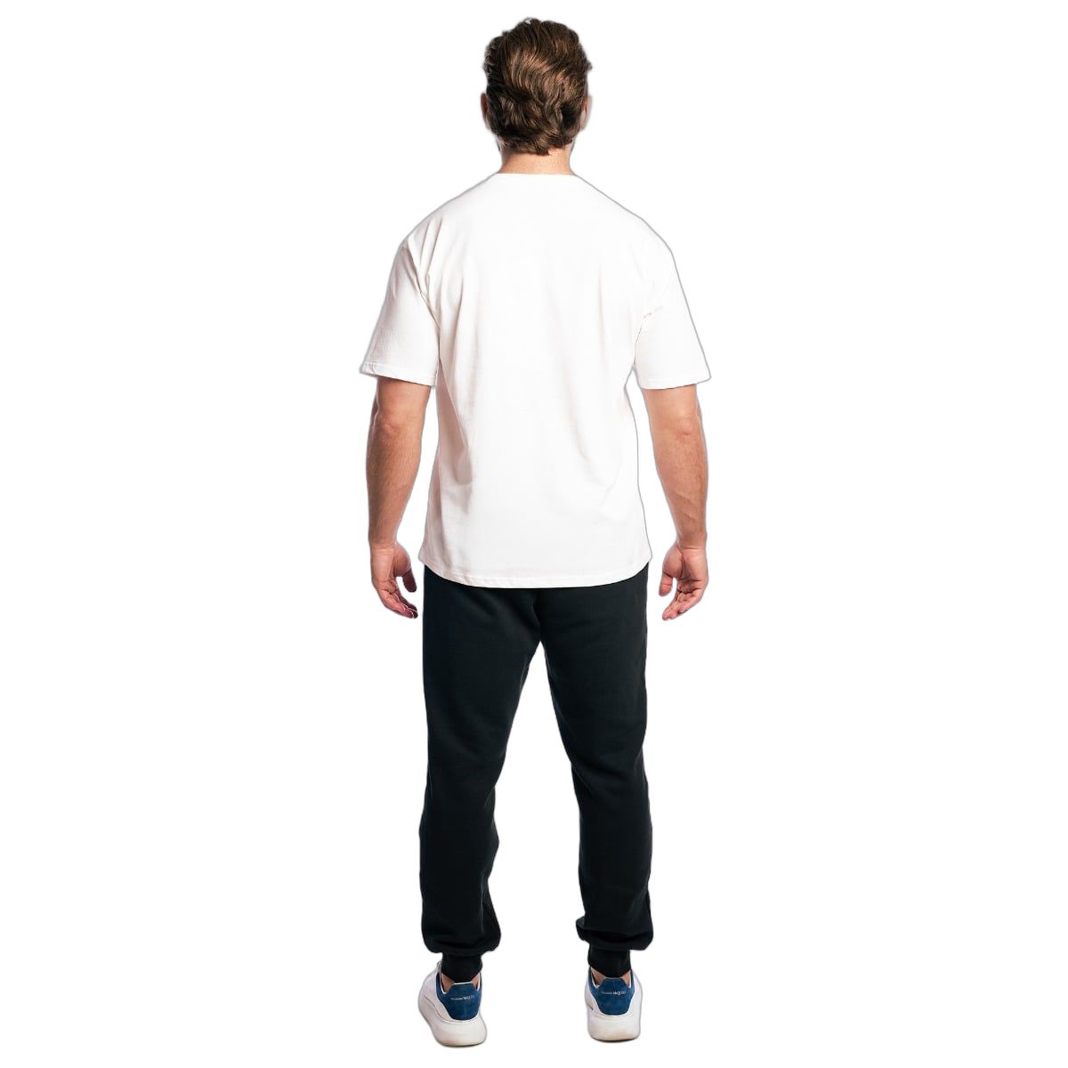 GymBeam T-Shirt Herren Oversized Kurzarm aus Baumwolle in Weiß