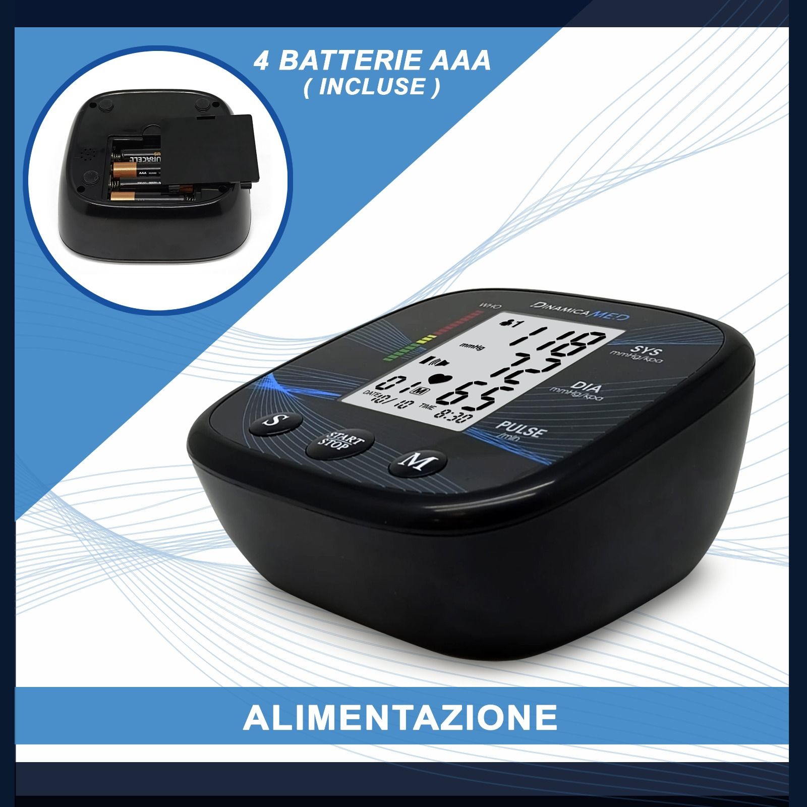 Dinamicamed A-158 Digitales Blutdruckmessgerät Oberarm, 2 Benutzerprofile je 90 Speicherplätze