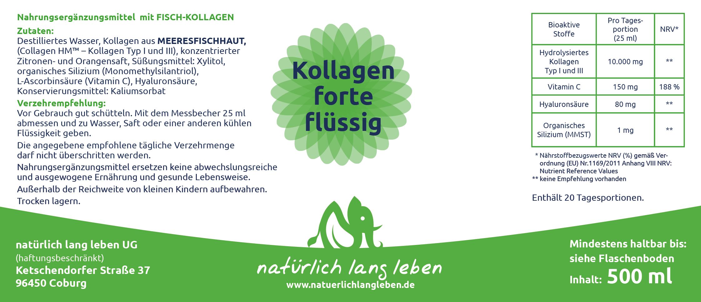 natürlich lang leben Kollagen forte flüssig