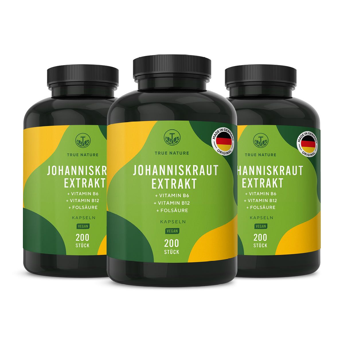 TRUE NATURE® Johanniskraut Extrakt Kapseln mit Vitamin B6, B12 & Folsäure