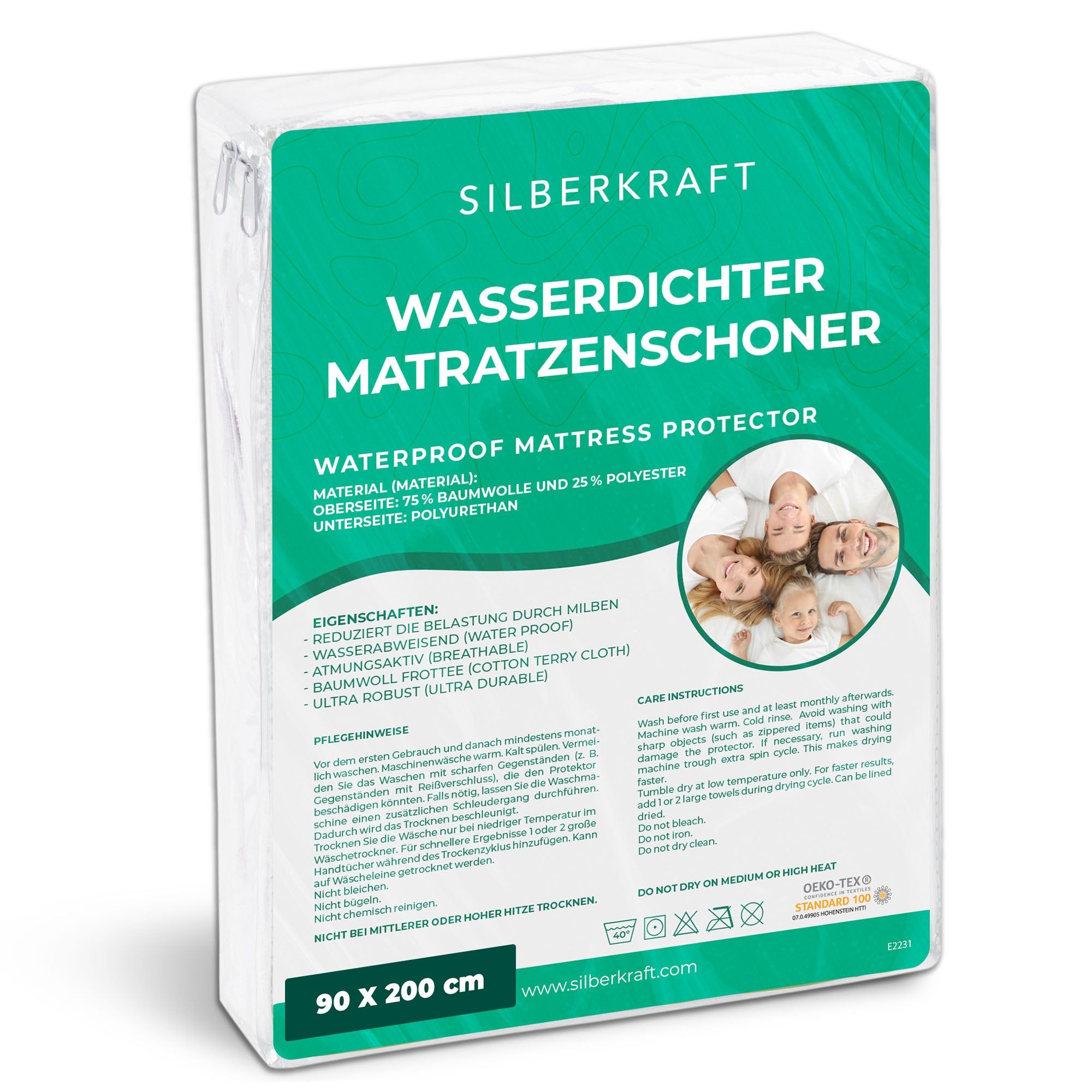SILBERKRAFT Matratzenbezug Anti-Milben Encasing