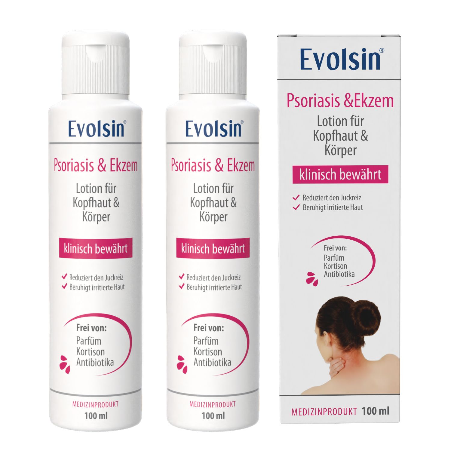 Evolsin® Psoriasis & Ekzem Lotion Doppelpack – Für Kopfhaut Körper bei trockener Haut 200 ml