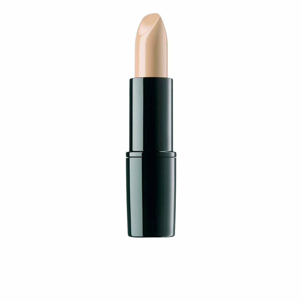 Ein heller Pfirsich-Lippenstift in einem schwarzen Gehäuse.