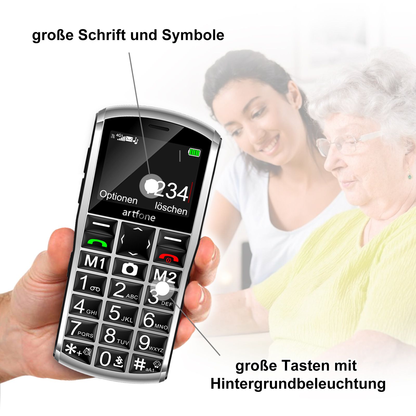 artfone Mobiltelefon A400 mit Notruftaste | Dual SIM