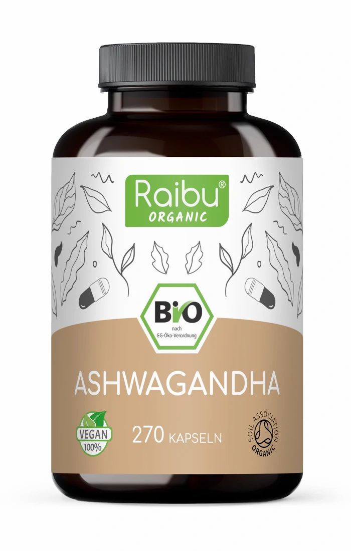 BIO Ashwagandha Kapseln Hochdosiert - RAIBU