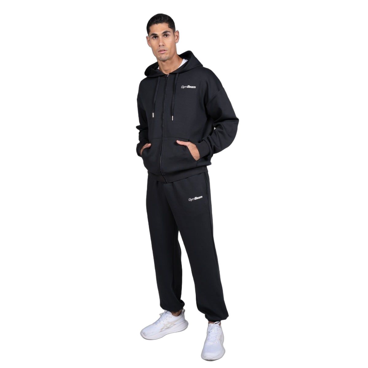 GymBeam Herren Hoodie Oversized mit Reißverschluss und Kapuze in Schwarz