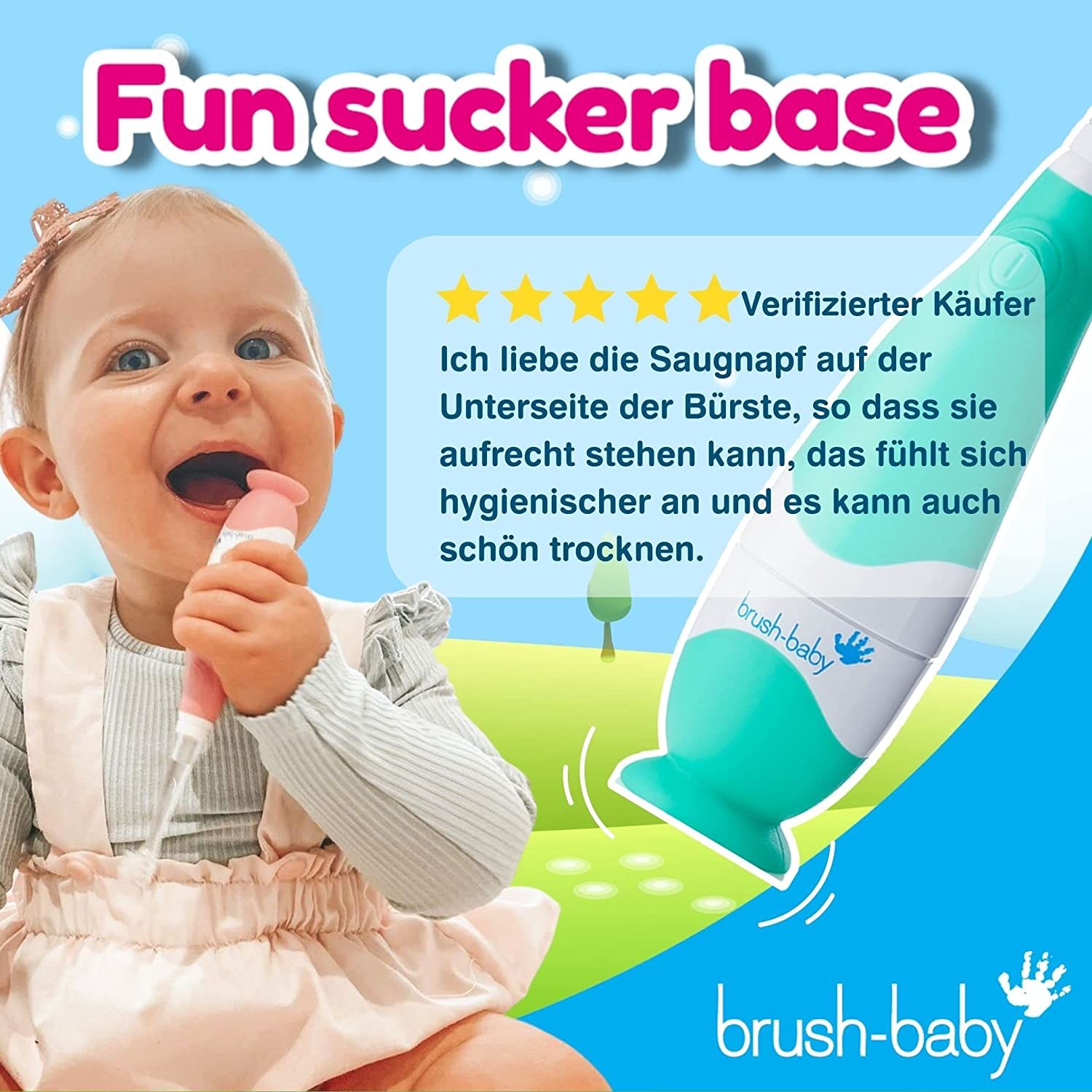 Brush Baby BabySonic Elektrische Zahnbürste für Kleinkinder und Kleinkinder im Alter von 0-3 Jahren