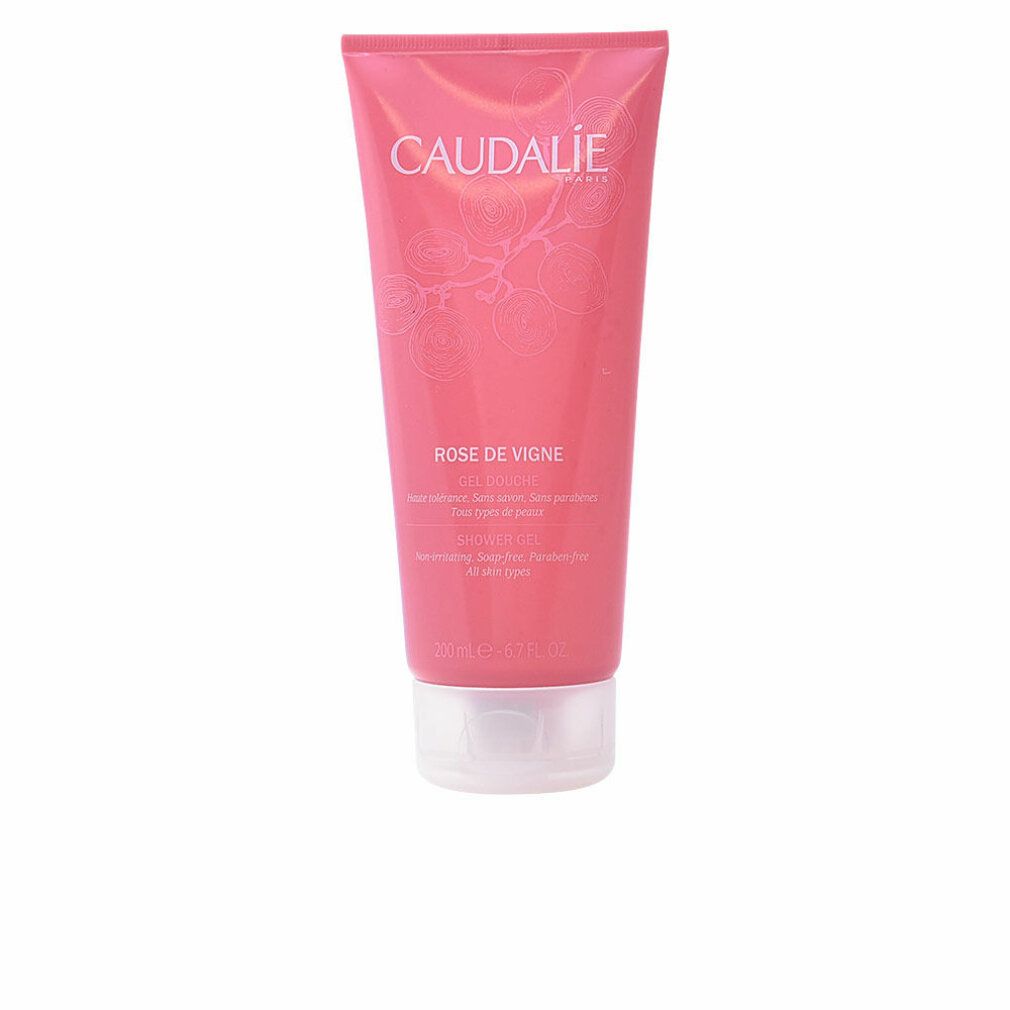 Rosa Tube mit weißem Verschluss. Caudalie-Logo und Produktbezeichnung Rose de Vigne.