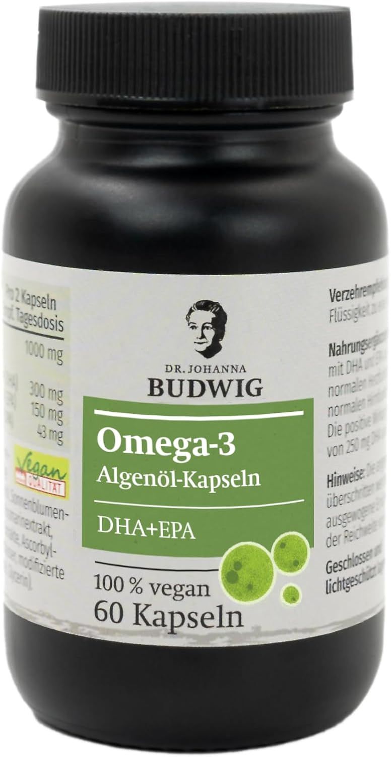 Dr. Budwig Premium Omega-3 DHA & EPA Kapseln Vegan aus Algenöl 60 St