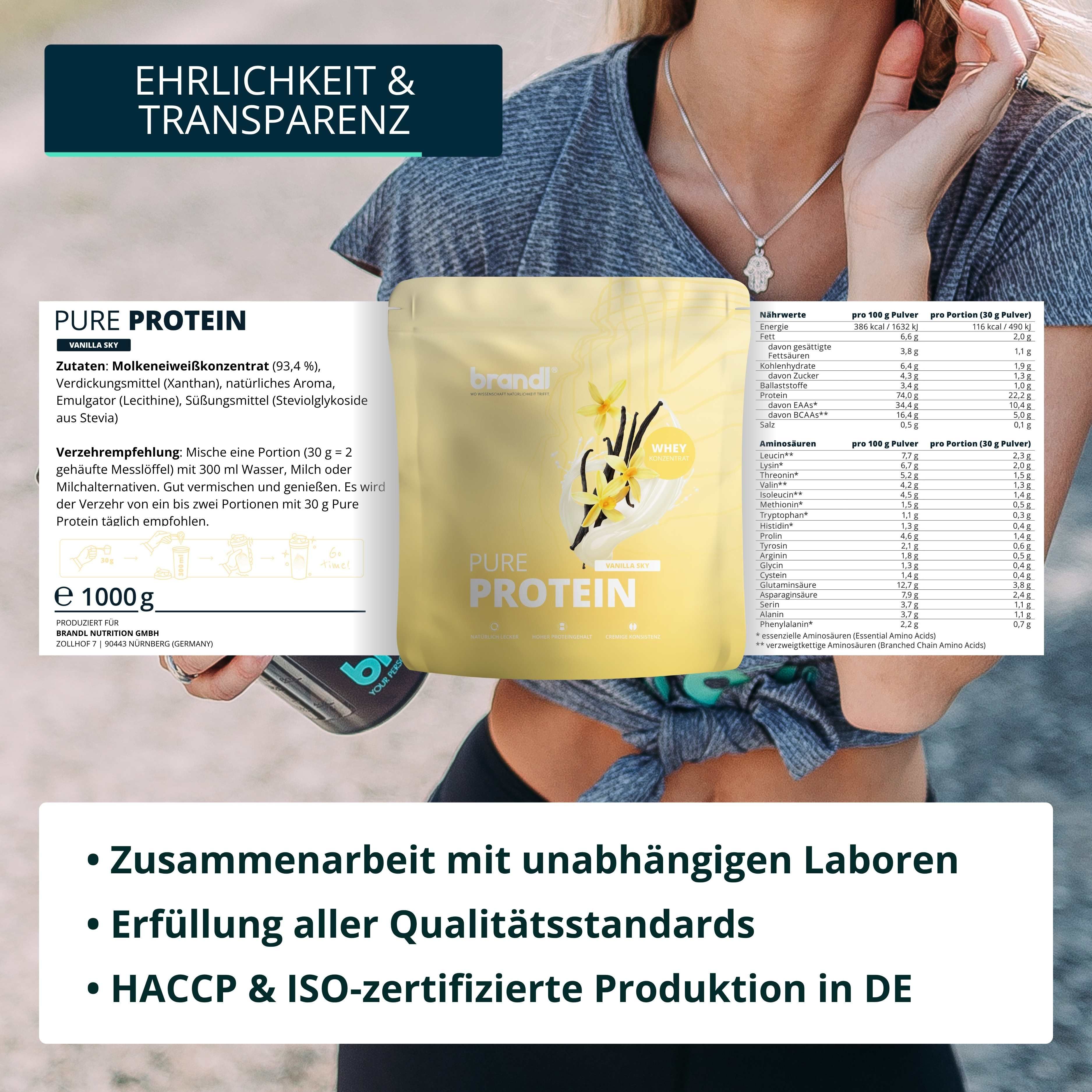 brandl® Pure Protein 2.0 Proteinpulver Whey | Eiweißpulver mit natürlichem Aroma