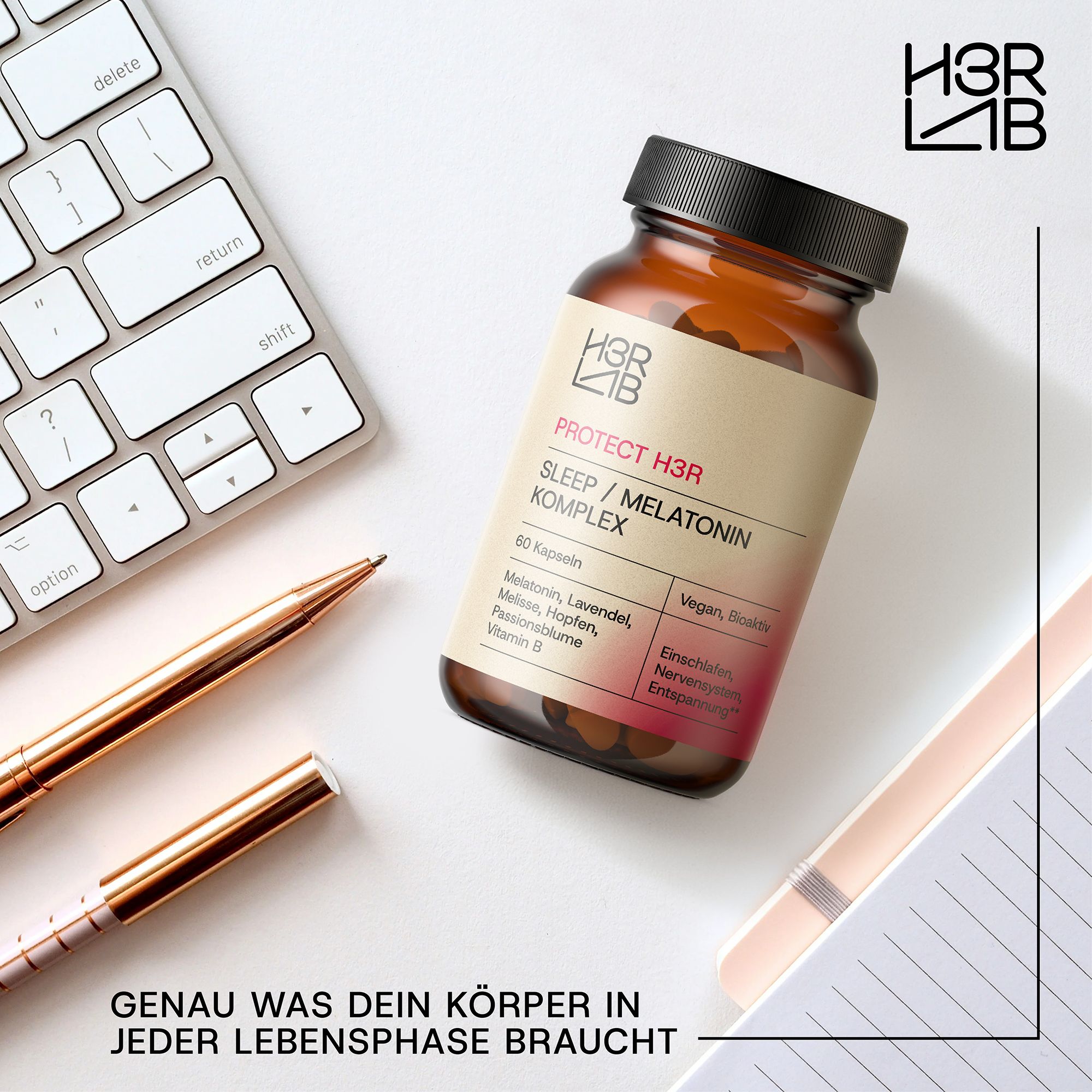 H3R LAB Melatonin Komplex – Lavendel, Melatonin & B-Vitamine für Deine Abendroutine
