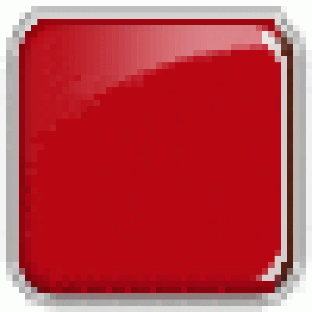 Rotes, quadratisches Element mit abgerundeten Ecken, glänzende Oberfläche.
