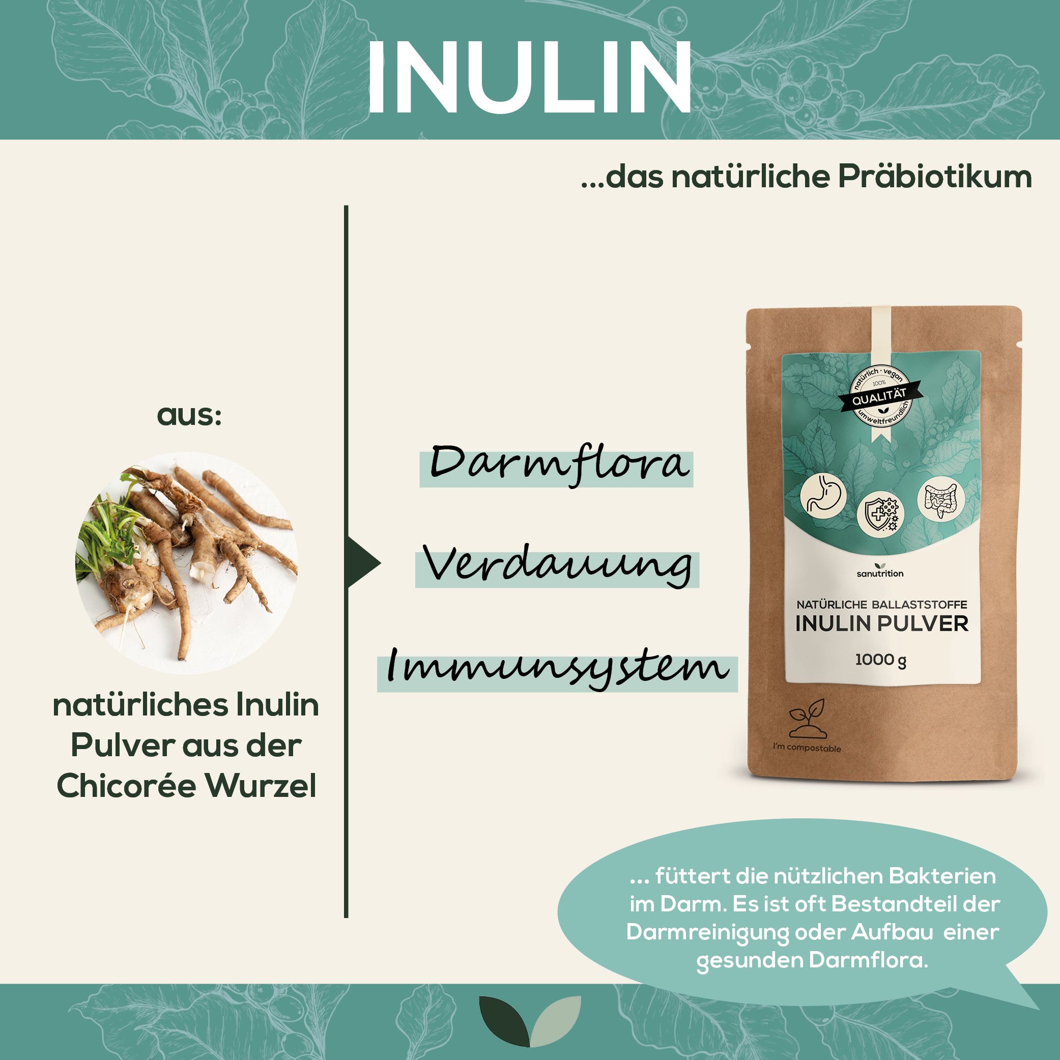 Sanutrition® - reines Inulin 1000 g Pulver