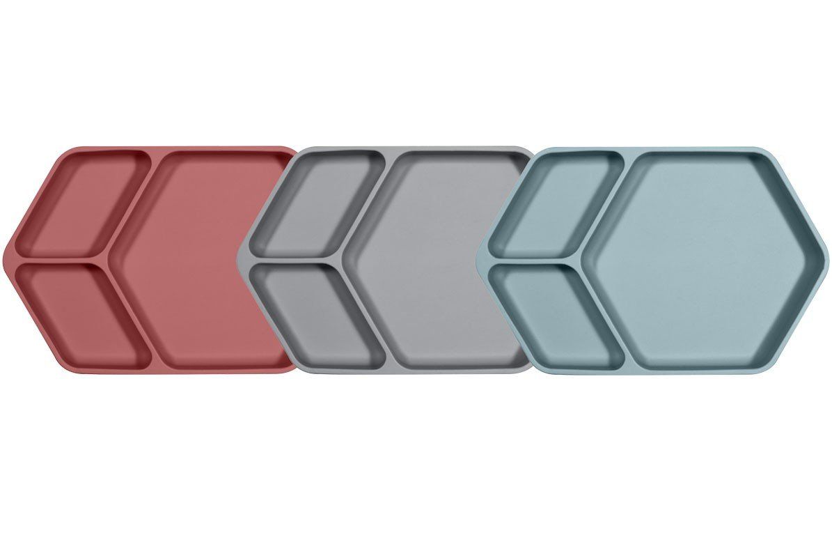 Kindsgut Silikon-Teller eckig Aquamarin