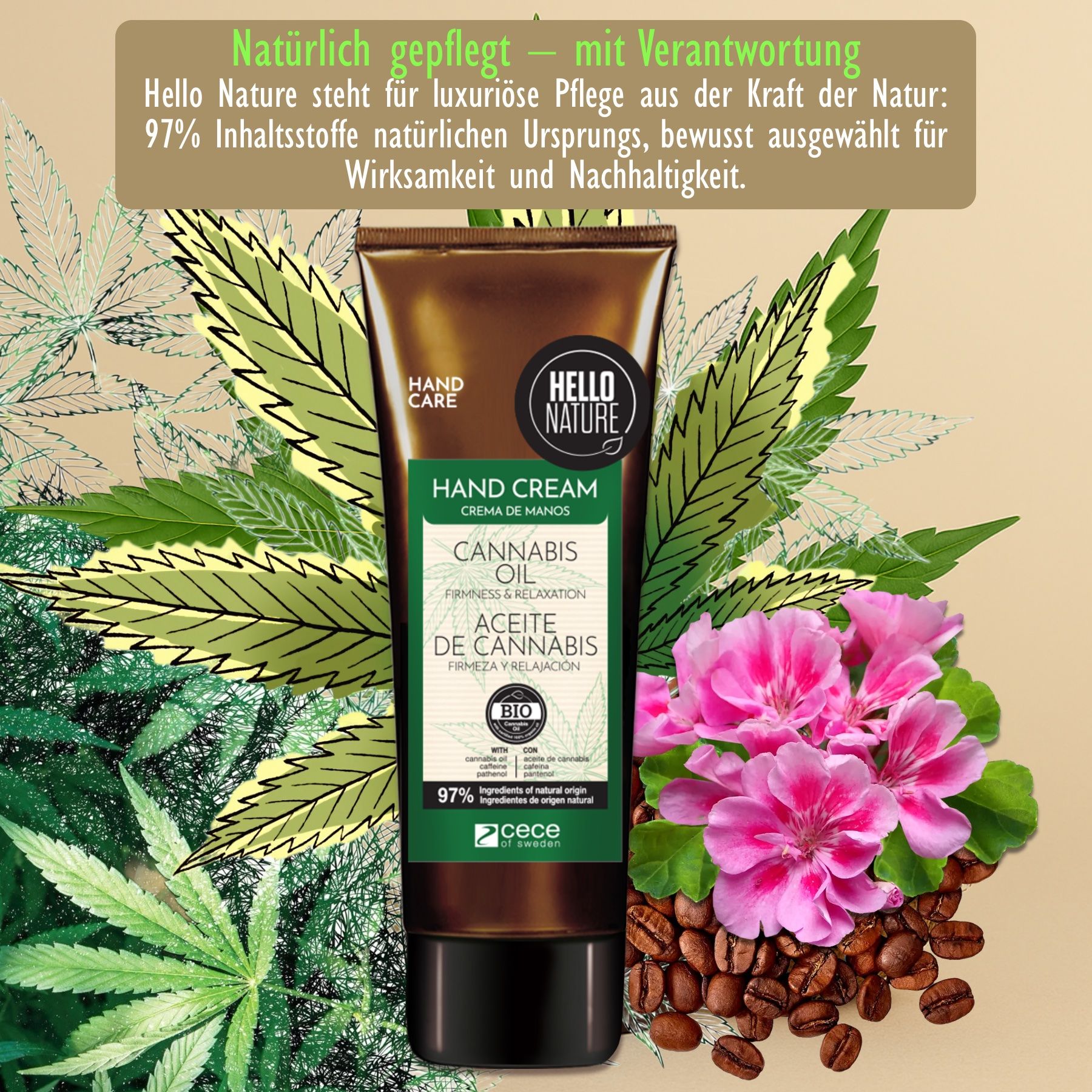 Hello Nature Handcreme für Handpflege mit Hanföl