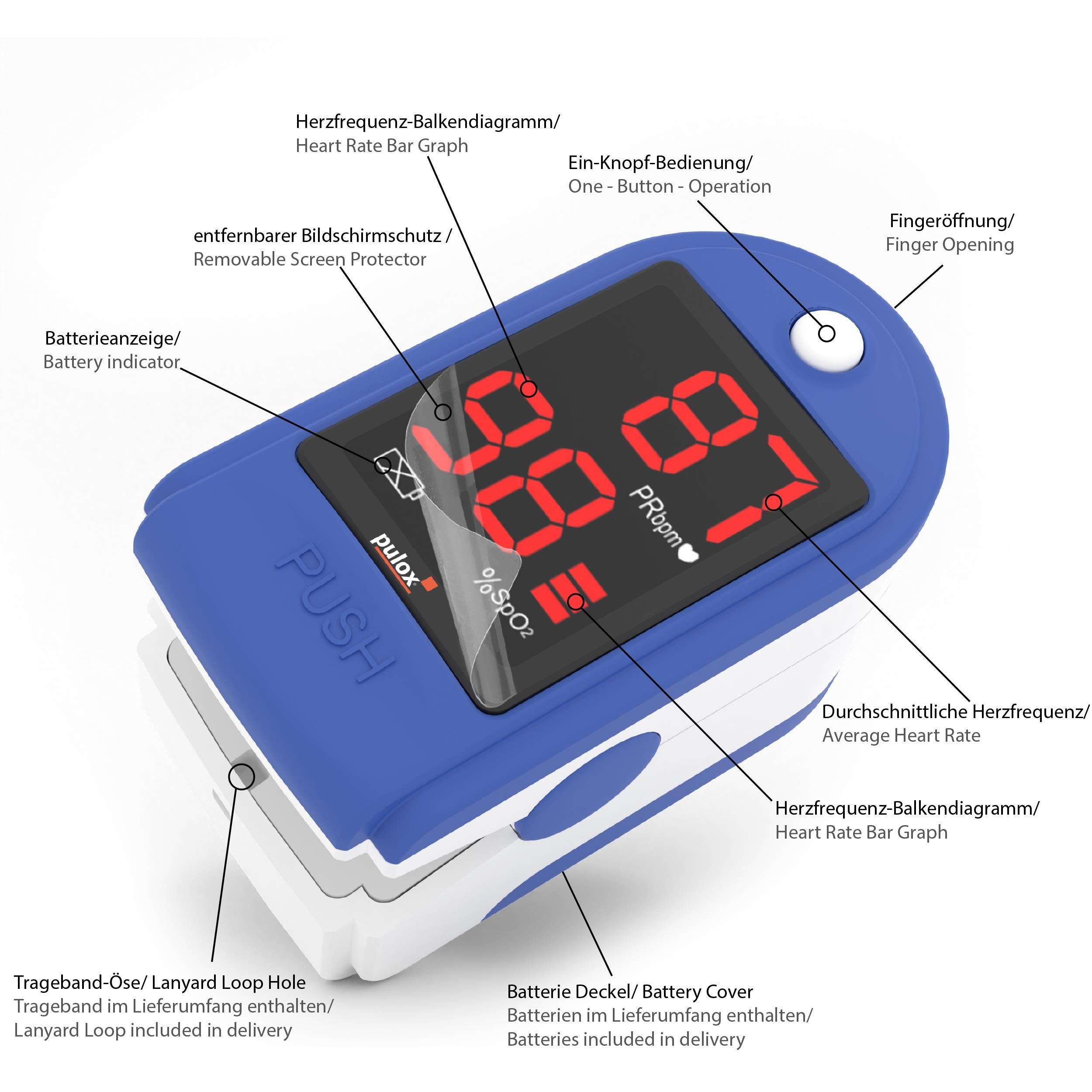 pulox Pulsoximeter PO-100 blau