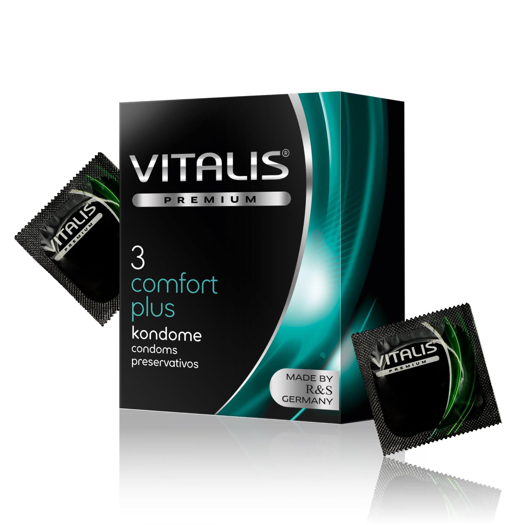 Vitalis PREMIUM Comfort Plus Kondom-Packung mit 3 Stück.