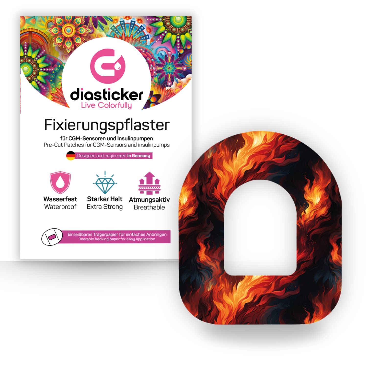 Diasticker® Omnipod Fixiertapes 'Fire' 5 St