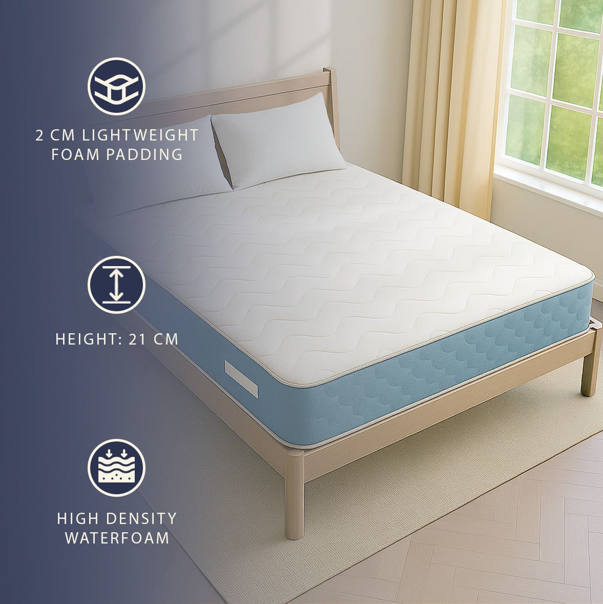 The White Stone Orthopädische Matratze 90x200 cm Höhe 21 cm | Ergonomisch und Atmungsaktiv