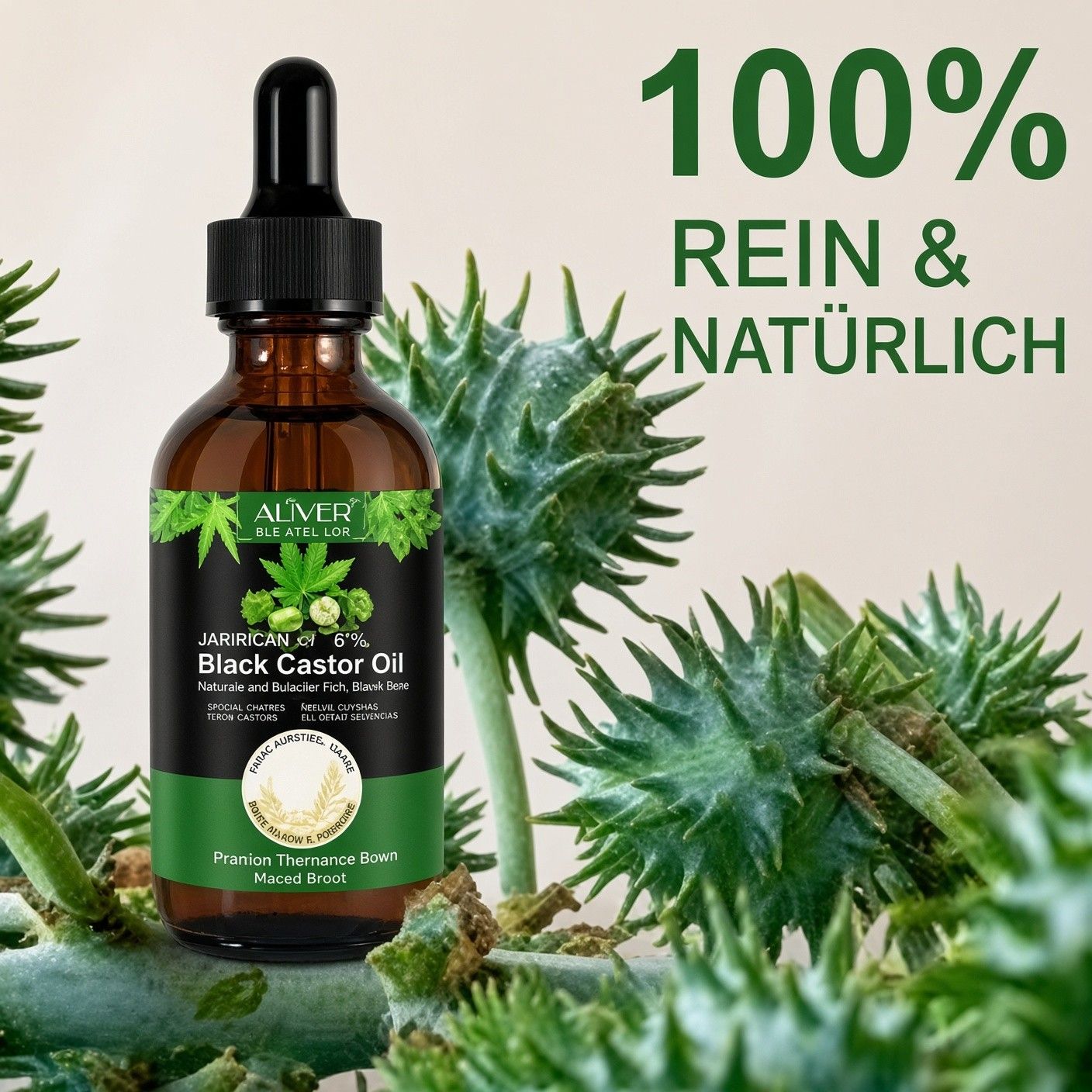 Aliver Jamaican Black Castor Oil, 100% reines Rizinusöl für Haare, Haut & Nägel