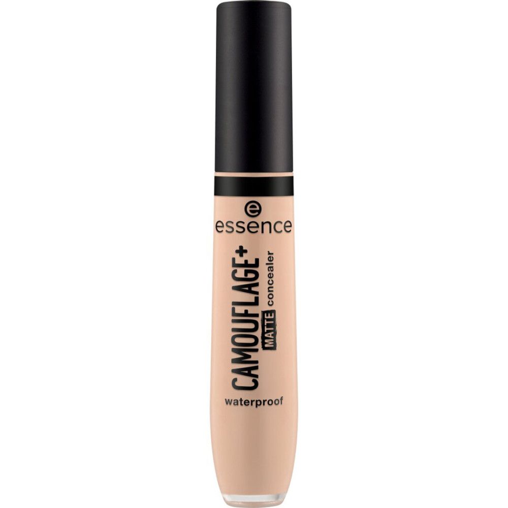 Beige Concealer-Tube mit schwarzem Deckel. Aufschrift: CAMOUFLAGE+ MATTE concealer waterproof.