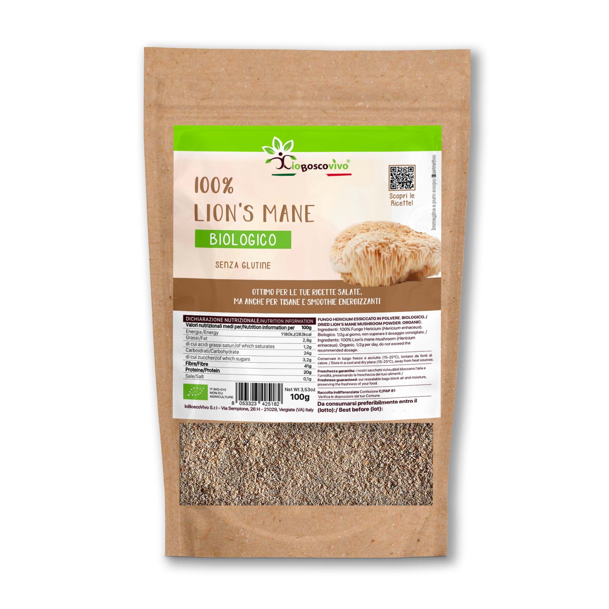 IoBoscoVivo 100% Bio-Lion's Mane Pilzpulver
