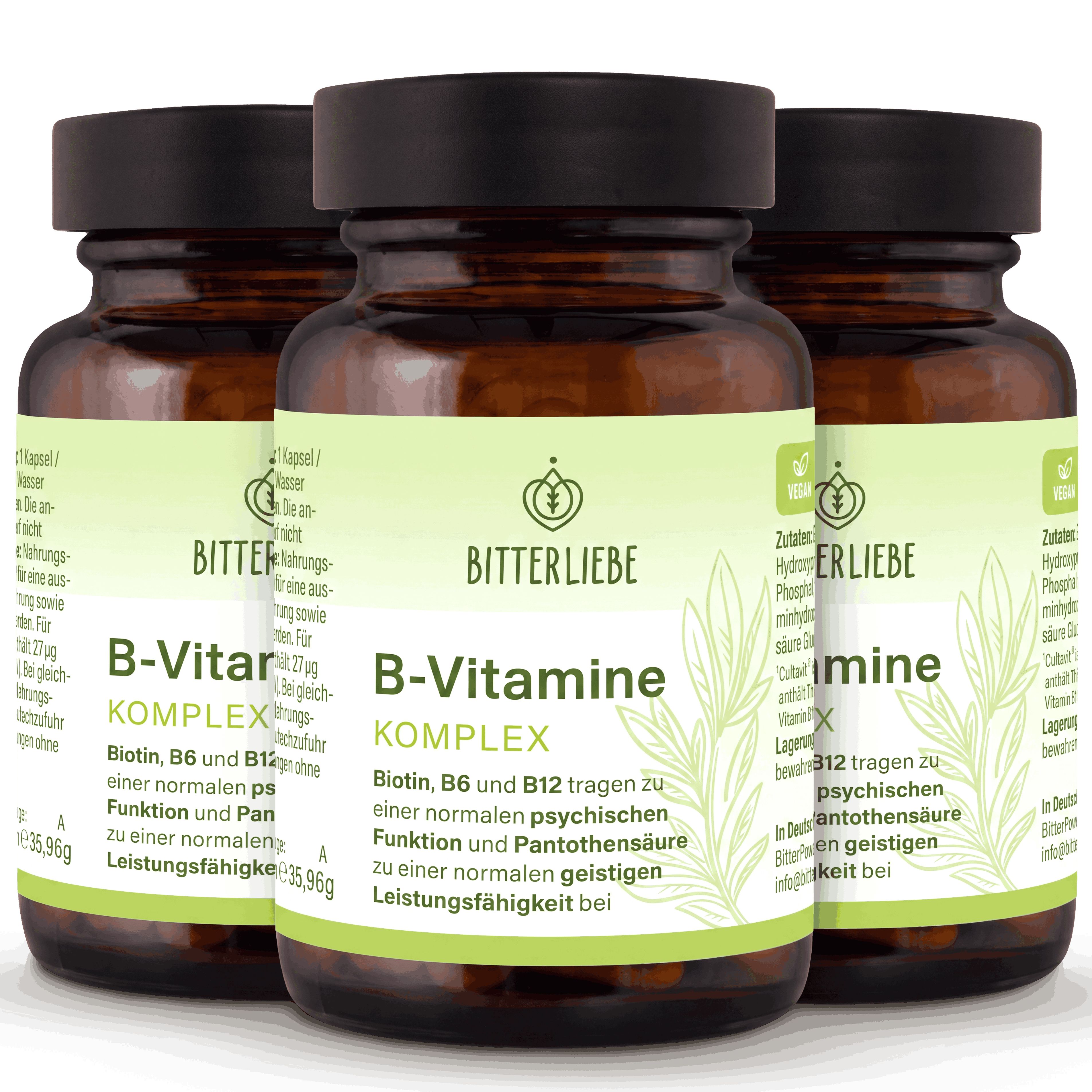 BitterLiebe Vitamin B Komplex mit Cultavit, B12 & Folsäure 3 St Kapseln