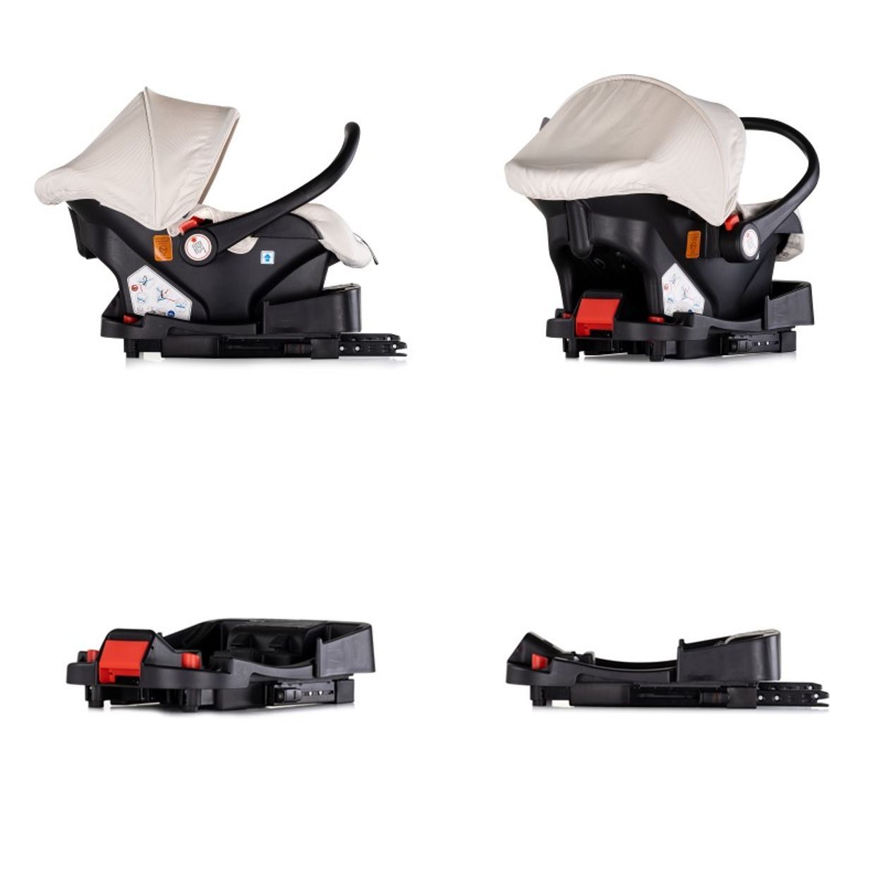 Baby-Autositz in Grau mit verstellbarem Griff und Sonnendach.