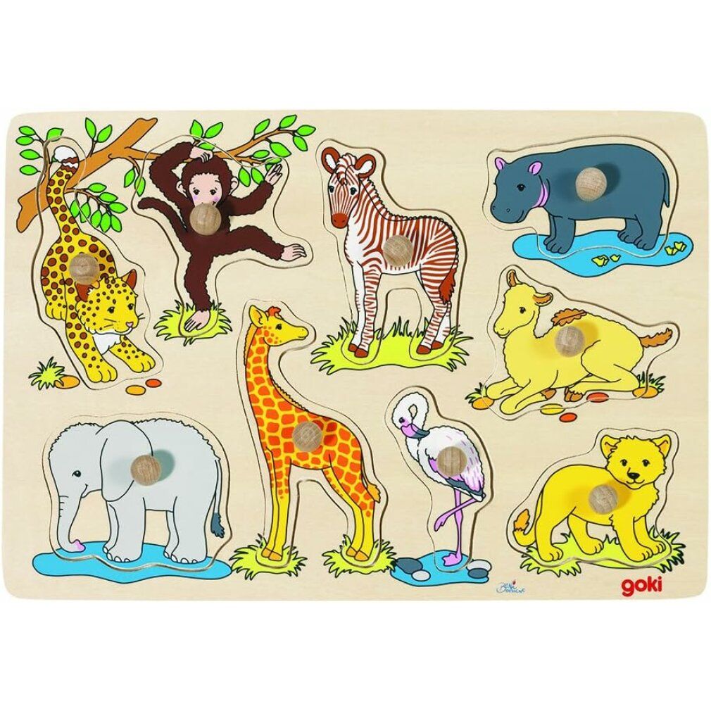 Puzzle a bolle di legno Goki animali selvatici, 9dlg.