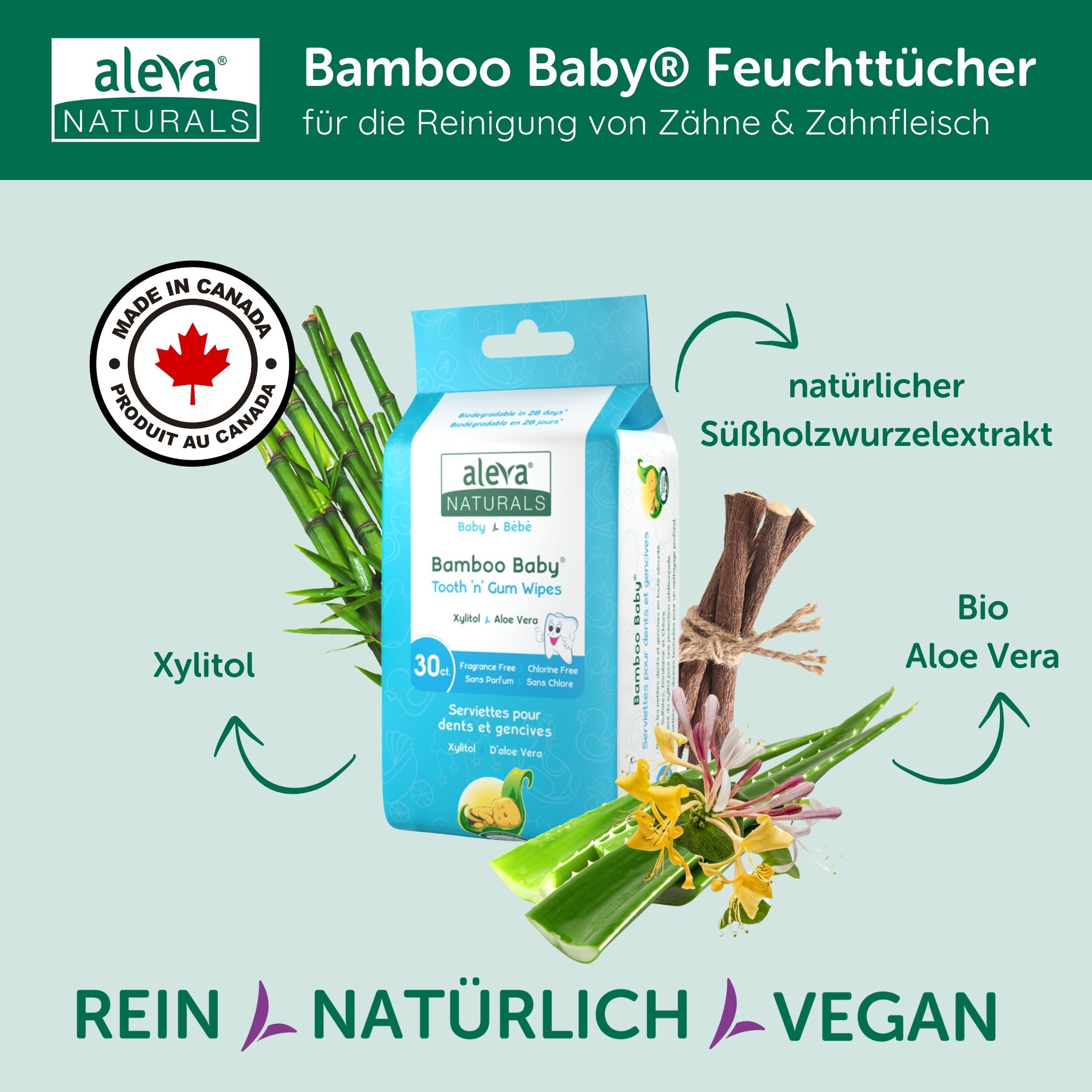Aleva Naturals Bamboo Baby Feuchttücher für die Reinigung von Zähnen & Zahnfleisch