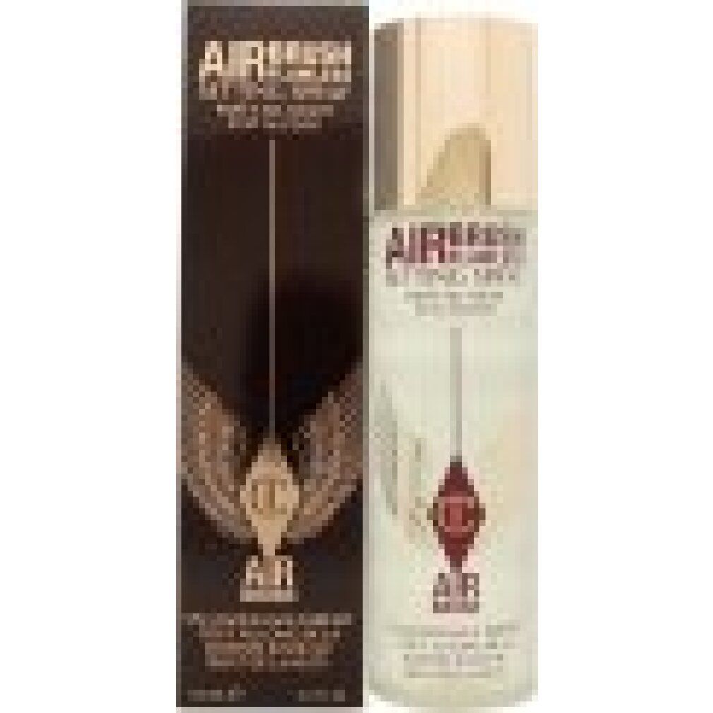 Produkt mit Verpackung. Aufschrift: Airbrush Flawless Setting Spray. Charlotte Tilbury Logo. Braune Verpackung.