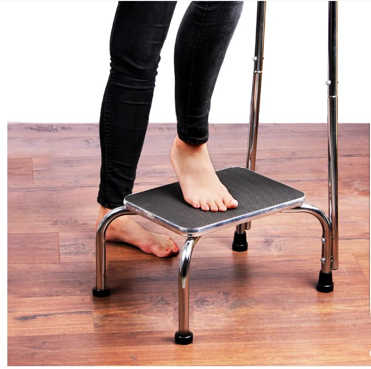 Vital Comfort sichere u. standfeste Trittstufe mit Haltegriff in Chrom-Design - belastbar 150 kg