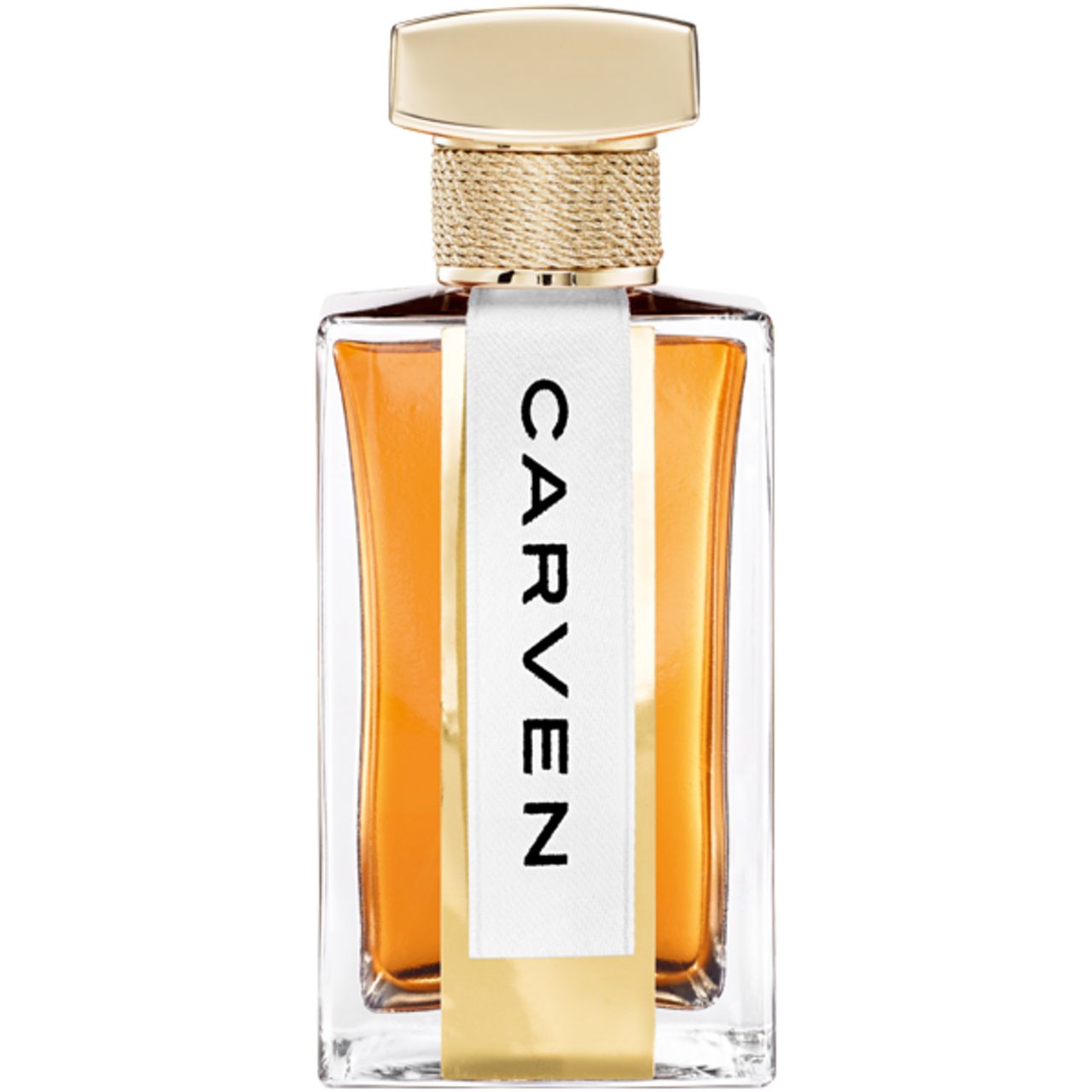 Parfümflakon mit goldfarbenem Verschluss und Etikett mit dem Schriftzug CARVEN.
