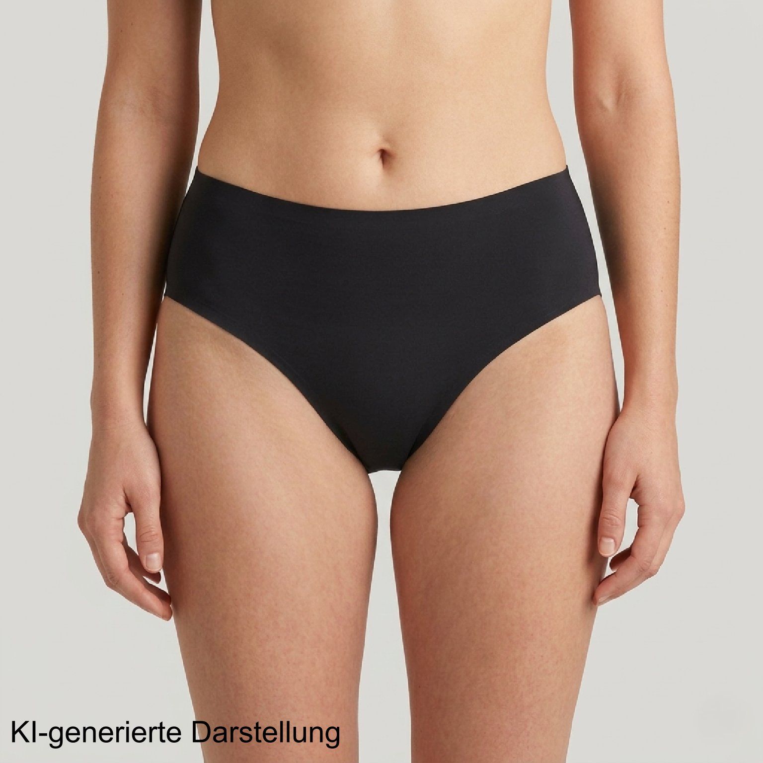 Schwarze Periodenunterhose, Vorderansicht.