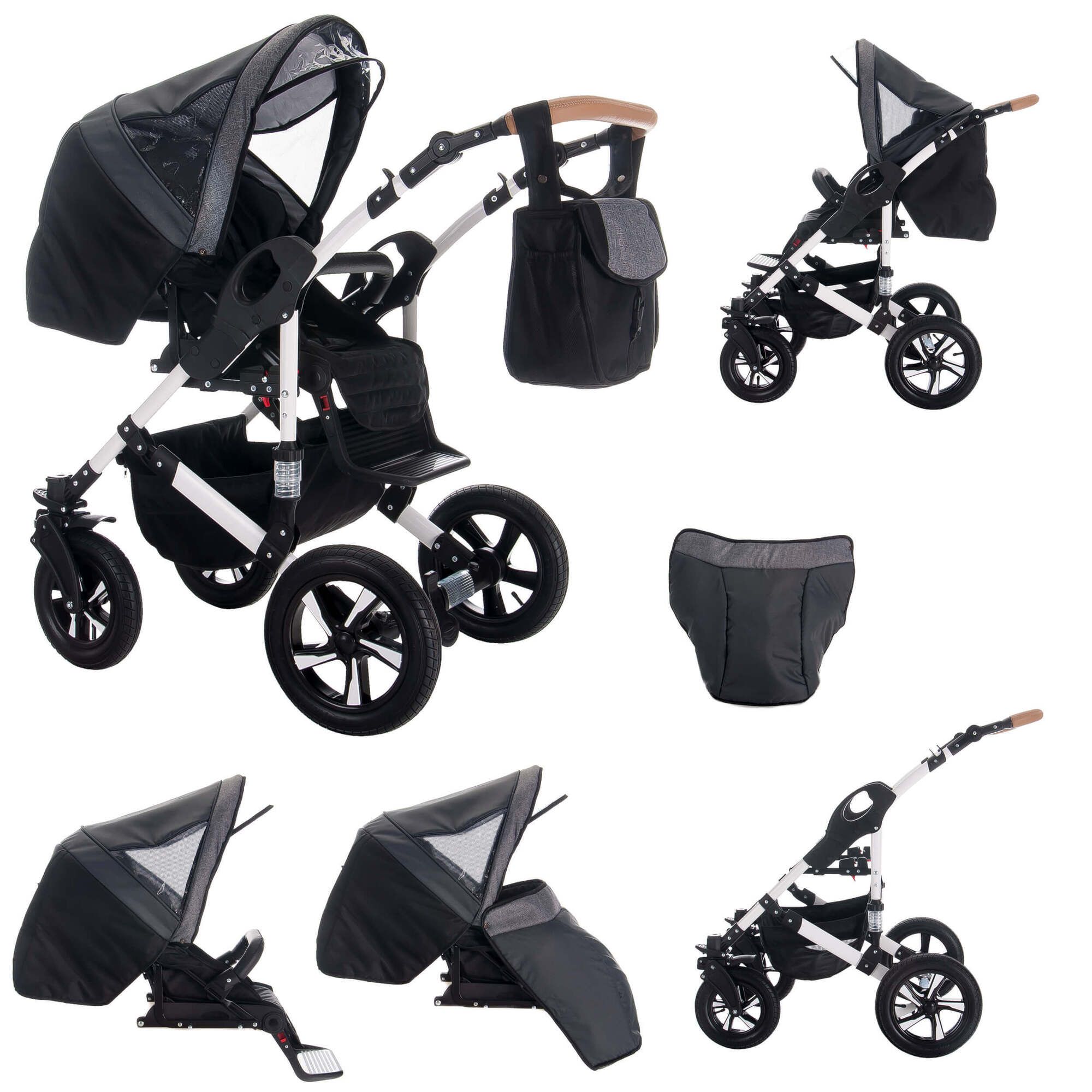 Bebebi myVARIO 3 in 1 Kinderwagen Set Luftreifen, myStar