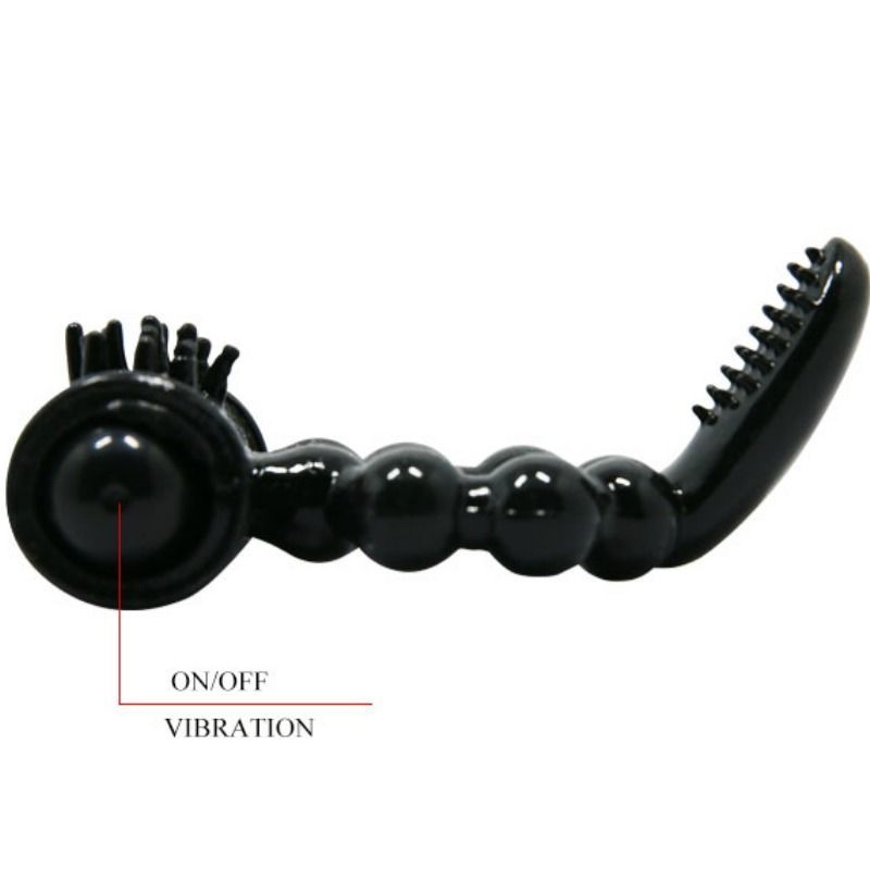Schwarzer Vibrator mit kugelförmigem Griff und Noppenaufsatz.