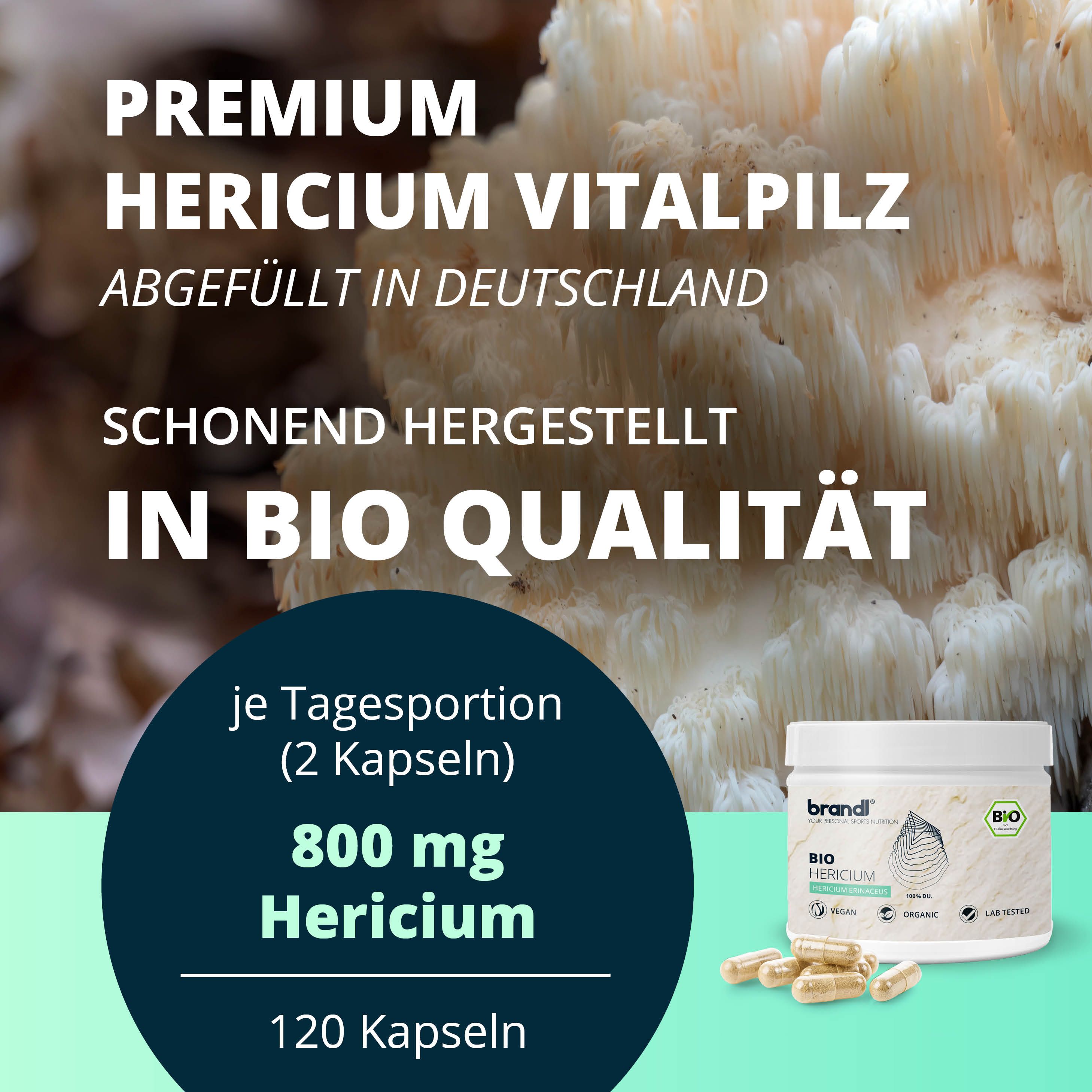 brandl® Bio Lions Mane (Hericium Erinaceus) Vitalpilz 120 St Kapseln