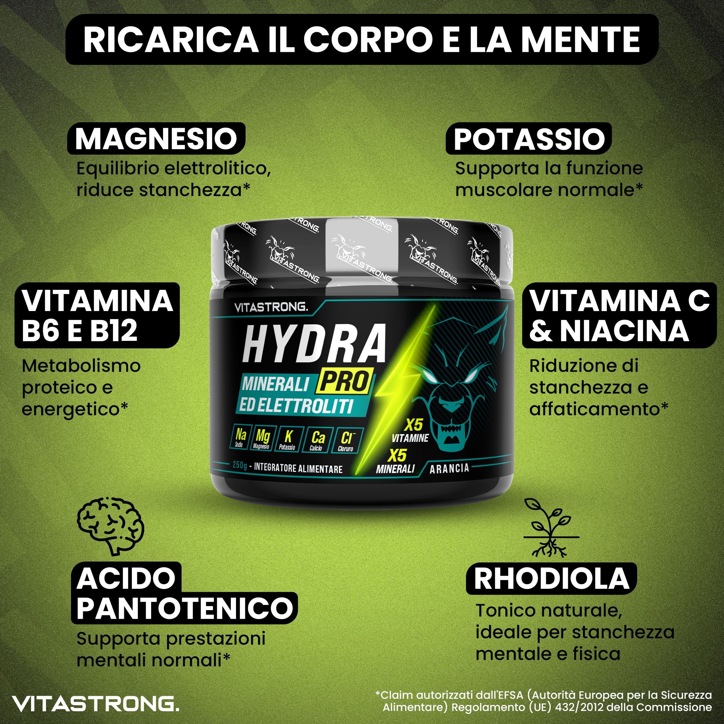 Vitastrong Hydra Pro - 250 g, Fortschrittliche Rehydrierung und Energiewiederherstellung