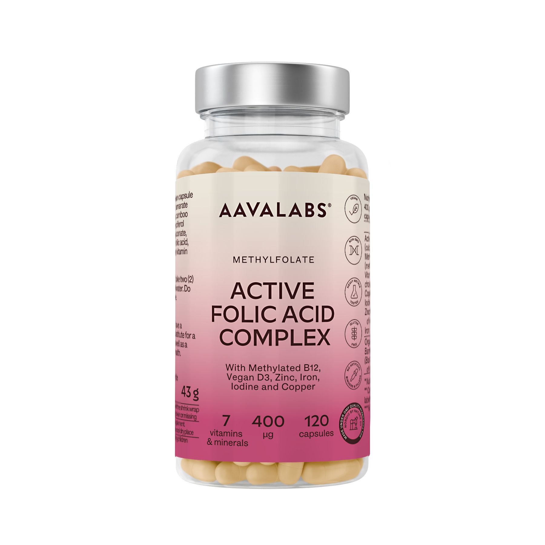 Aavalabs Folsäure und Vitamin B12 (Vitamin B9) | Schwangerschaft & Mutterschaft | 4-Monats-Vorrat