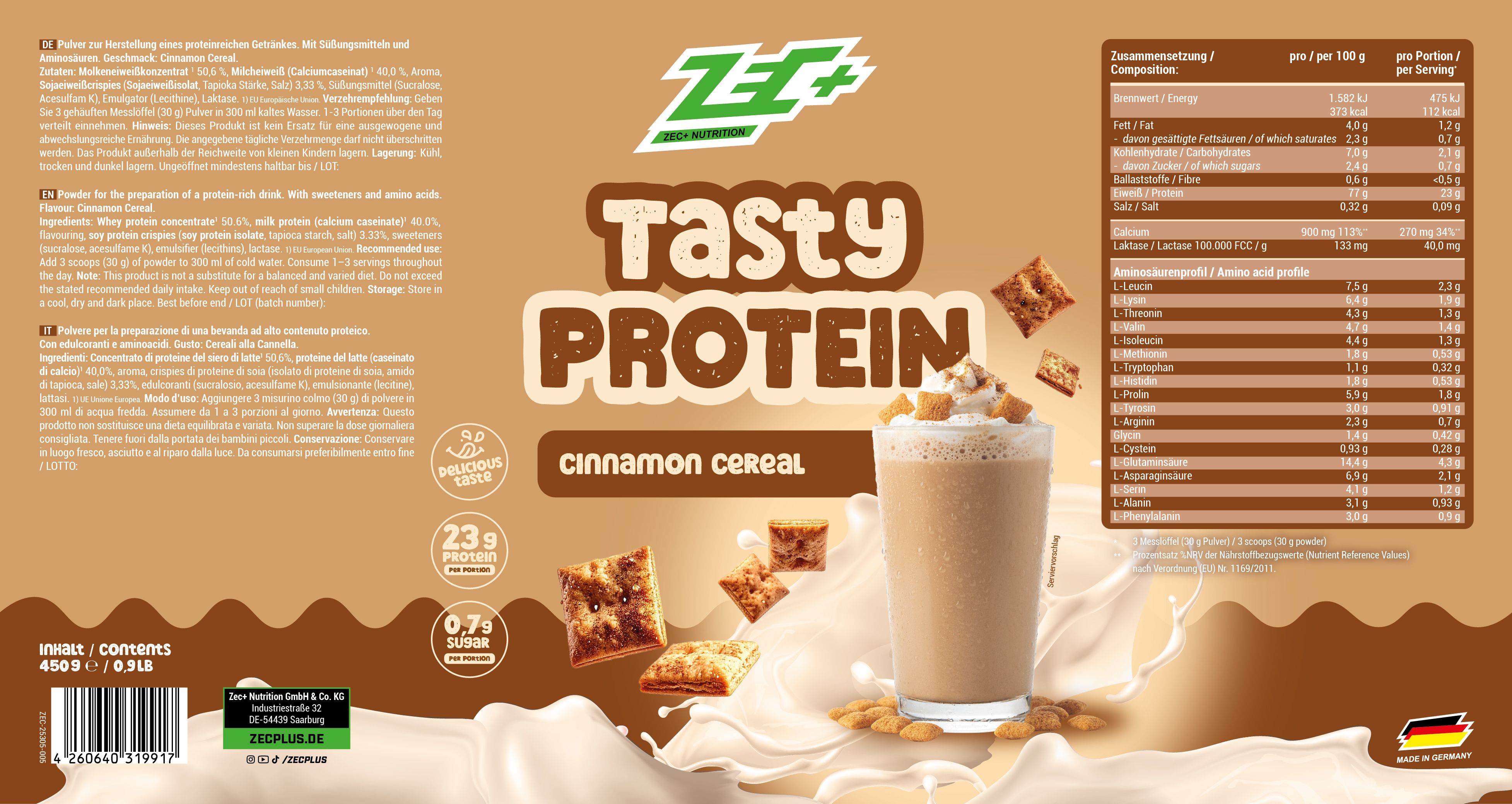 ZEC+ TASTY PROTEIN Cinnamon Cereal
