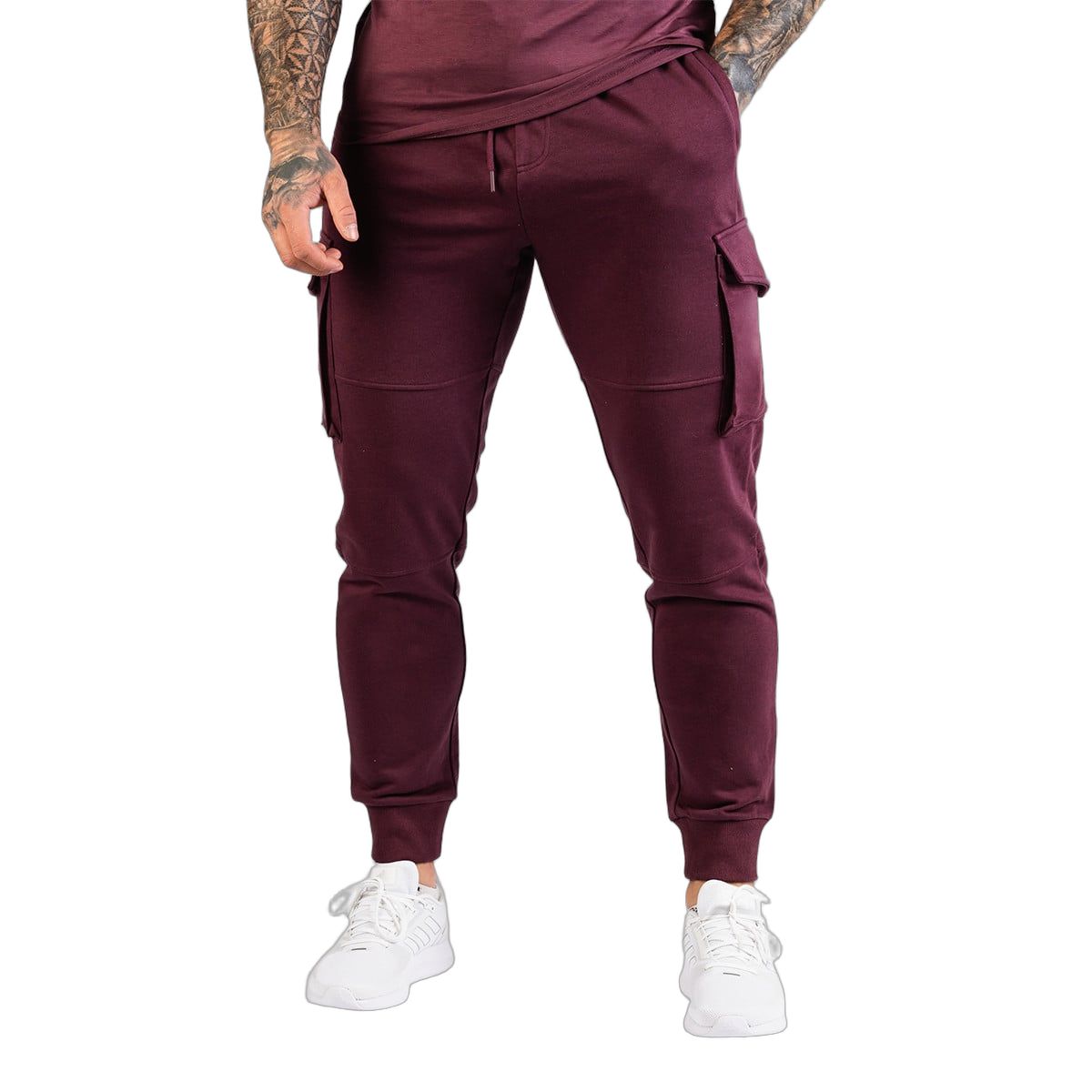 GymBeam Jogginghose Herren Slim lang mit Kordelzug und Seitentaschen in Aubergine 1 St