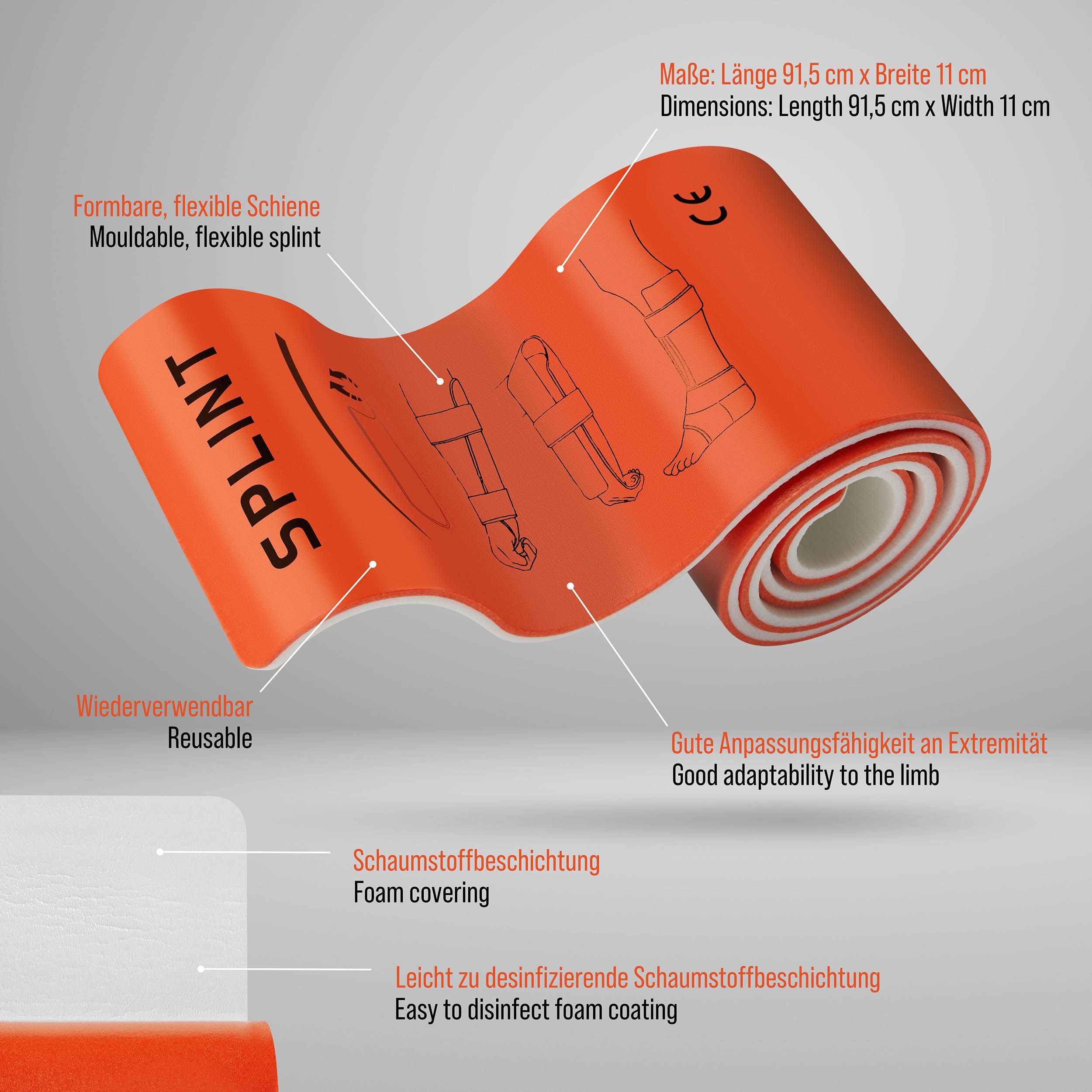 Pulox 2er-Set Splint - Roll-Splint Immobilisationschiene